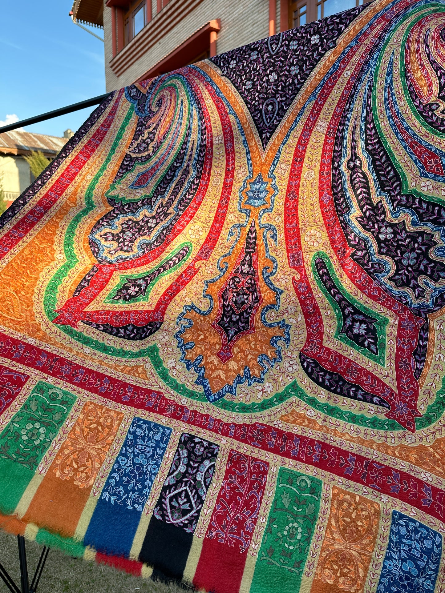 Orange Kalamkari Shawl ArtAsiaHandicrafts