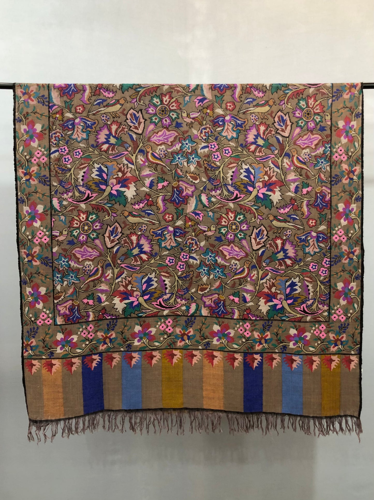Pastel Brown Kani Pashmina Shawl ArtAsiaHandicrafts