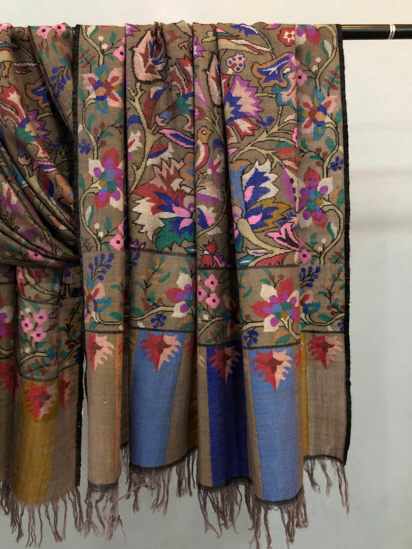 Pastel Brown Kani Pashmina Shawl ArtAsiaHandicrafts