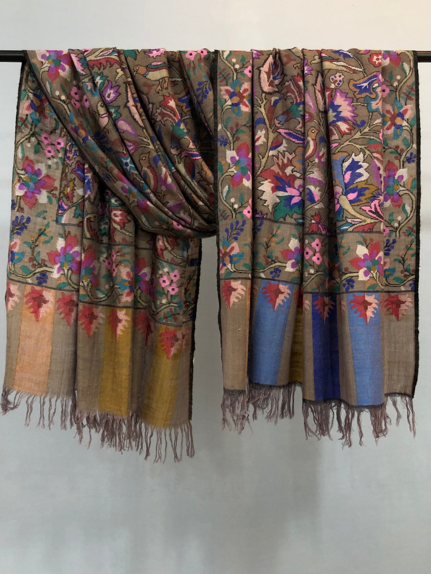 Pastel Brown Kani Pashmina Shawl ArtAsiaHandicrafts