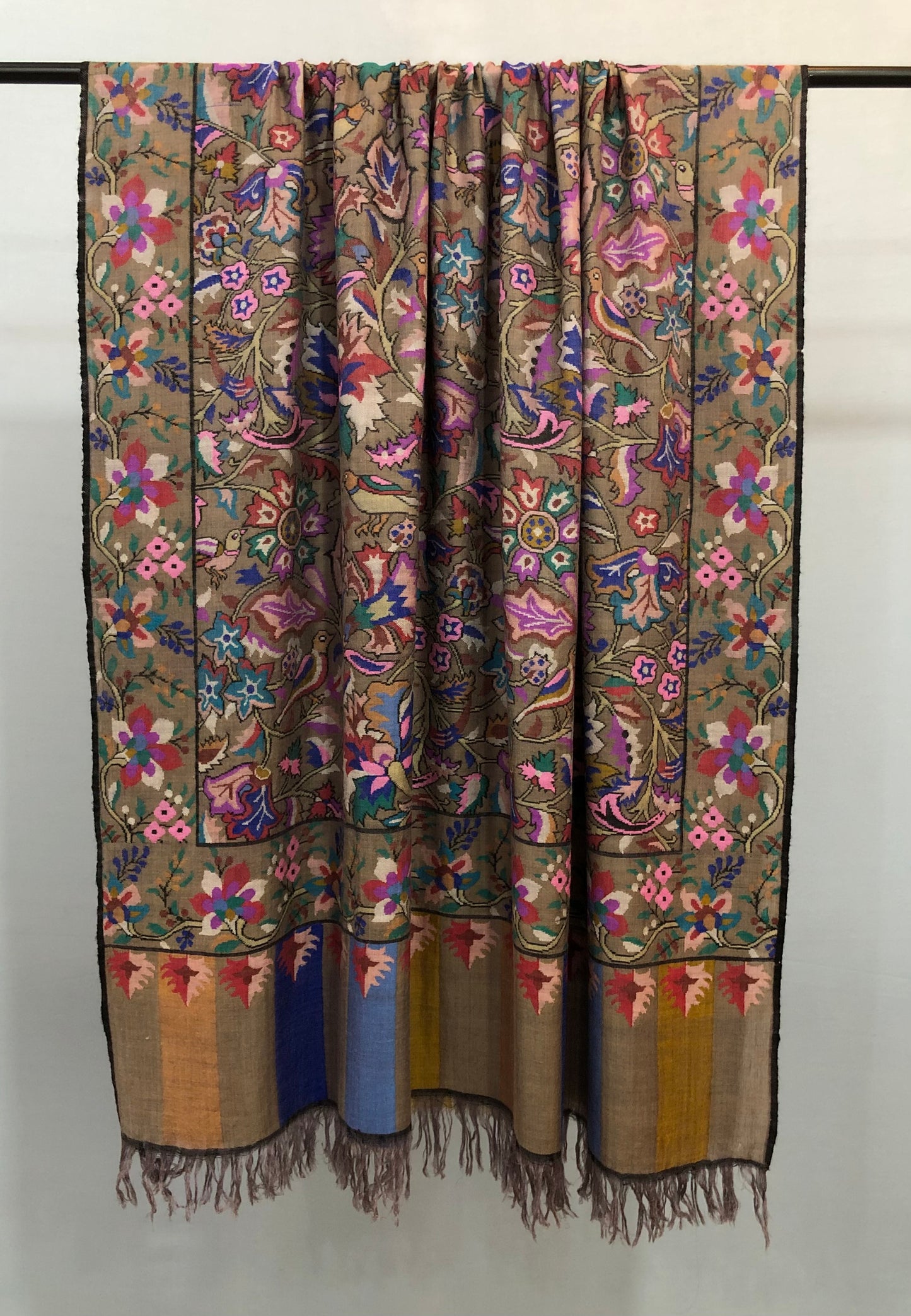 Pastel Brown Kani Pashmina Shawl ArtAsiaHandicrafts