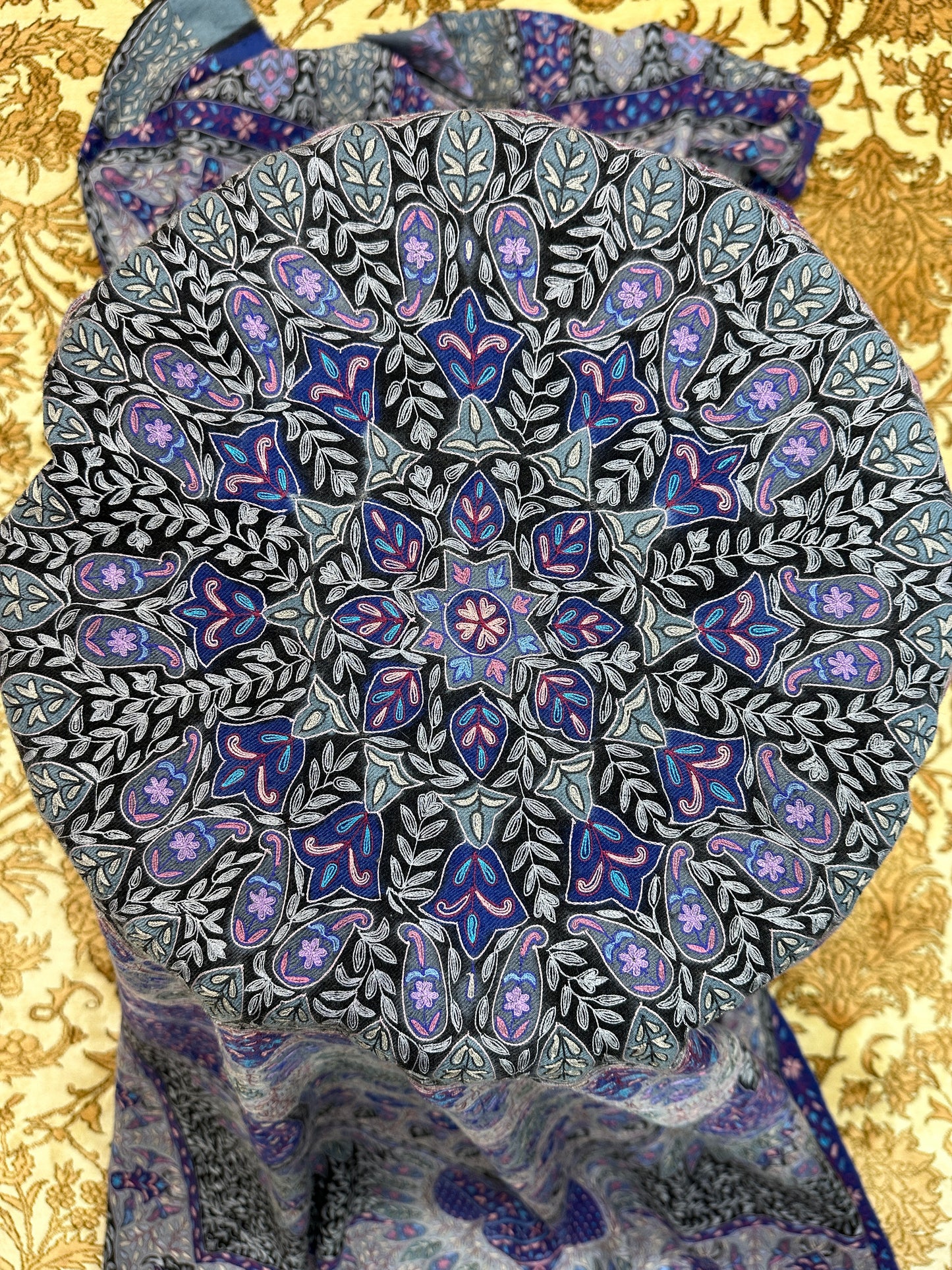 Silver Kalamkari Pashmina Shawl ArtAsiaHandicrafts