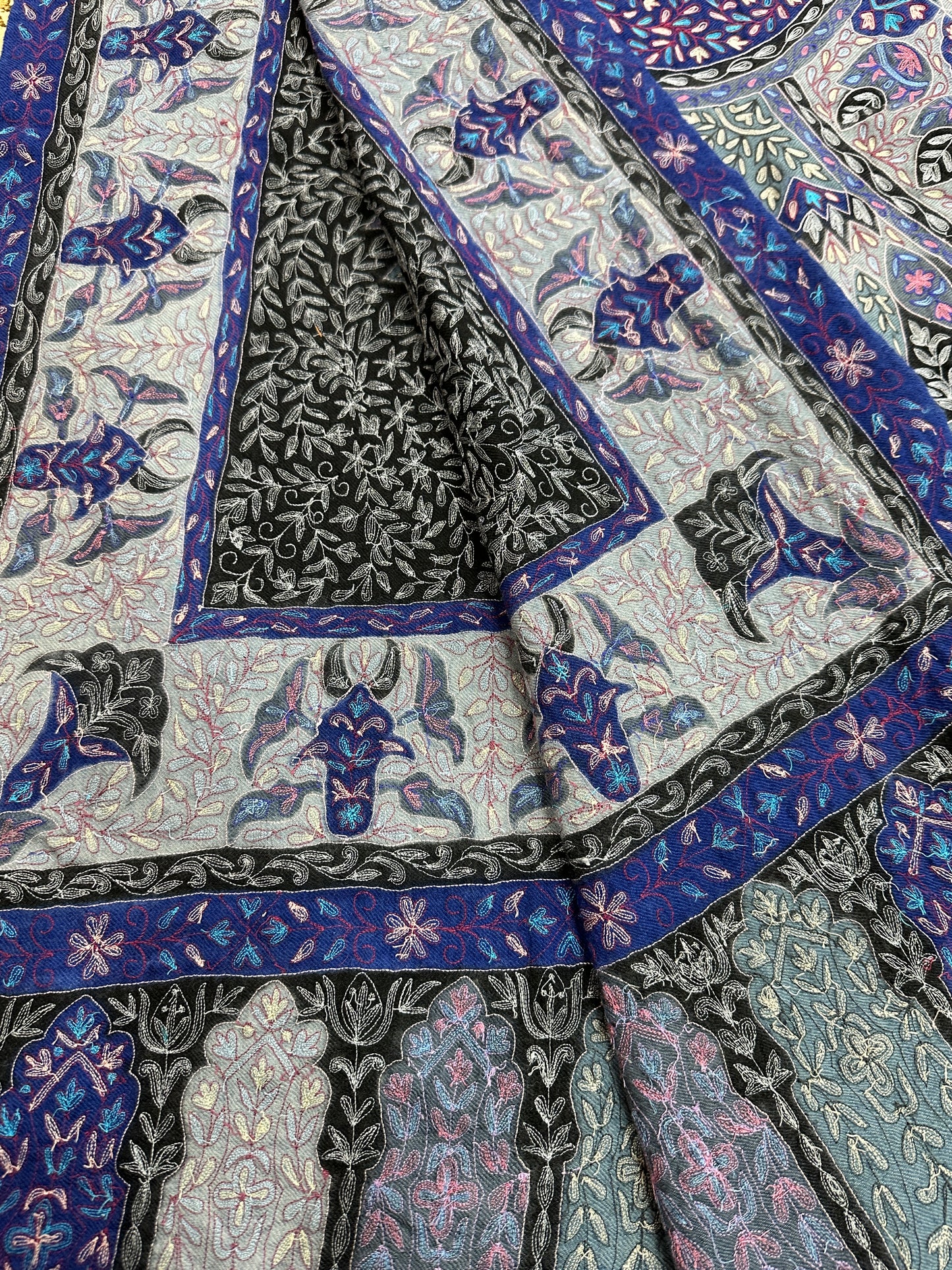 Silver Kalamkari Pashmina Shawl ArtAsiaHandicrafts