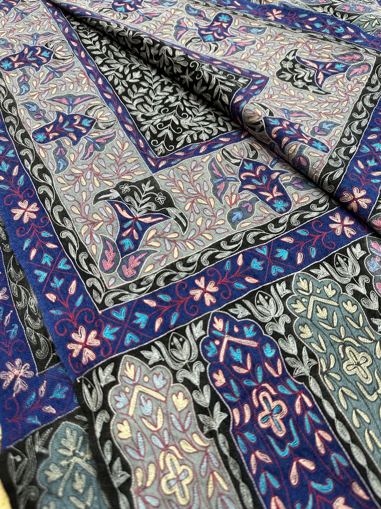 Silver Kalamkari Pashmina Shawl ArtAsiaHandicrafts