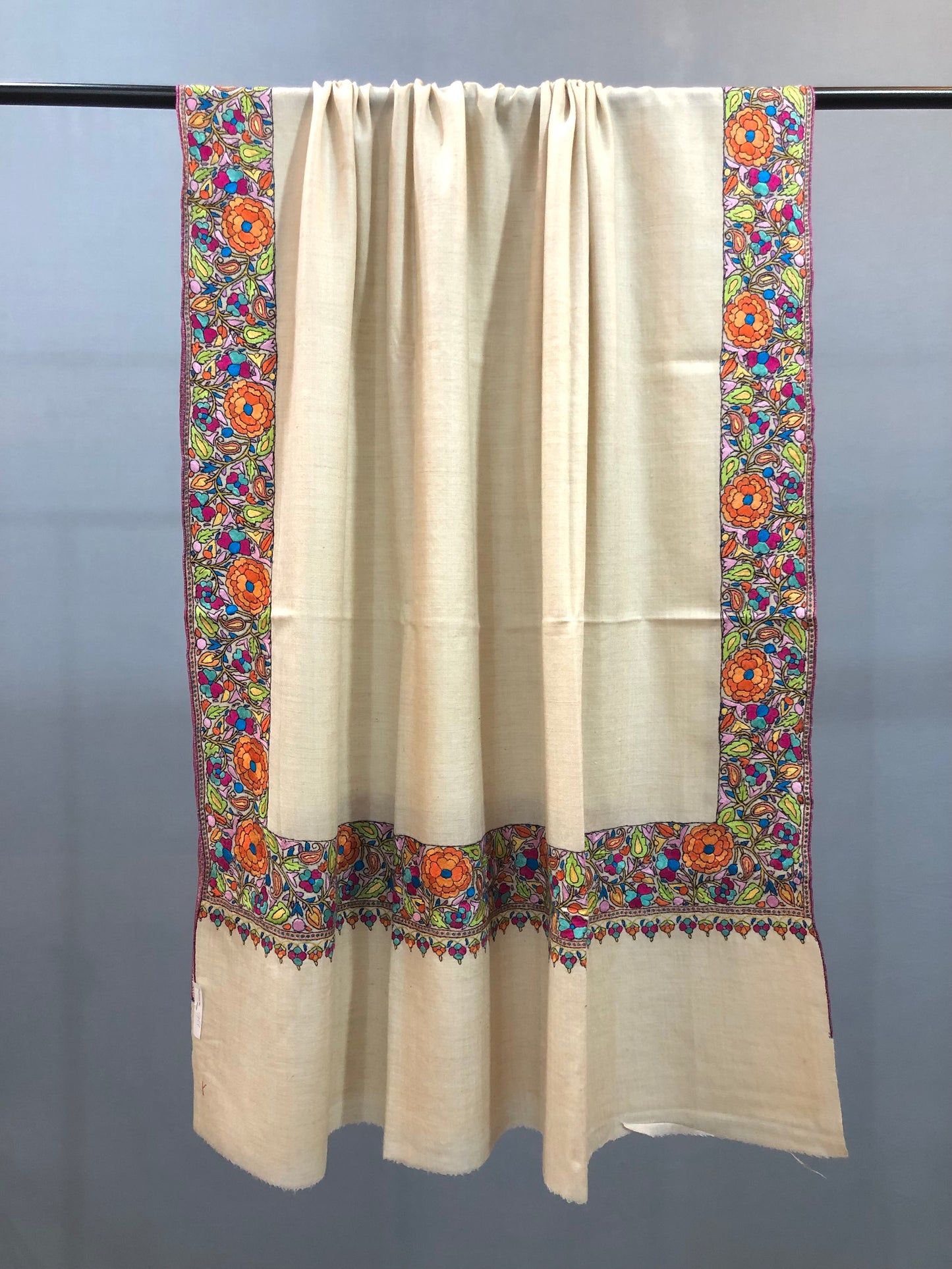 White Paper Mache Doardaar Shawl ArtAsiaHandicrafts