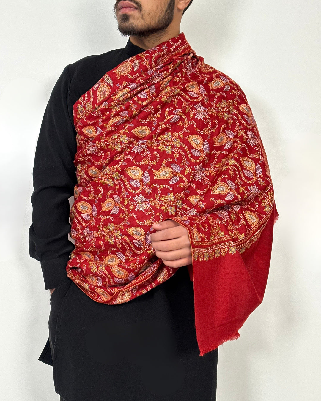 CLASSIC INDIAN RED ADORE PAISLEY PASHMINA SHAWL