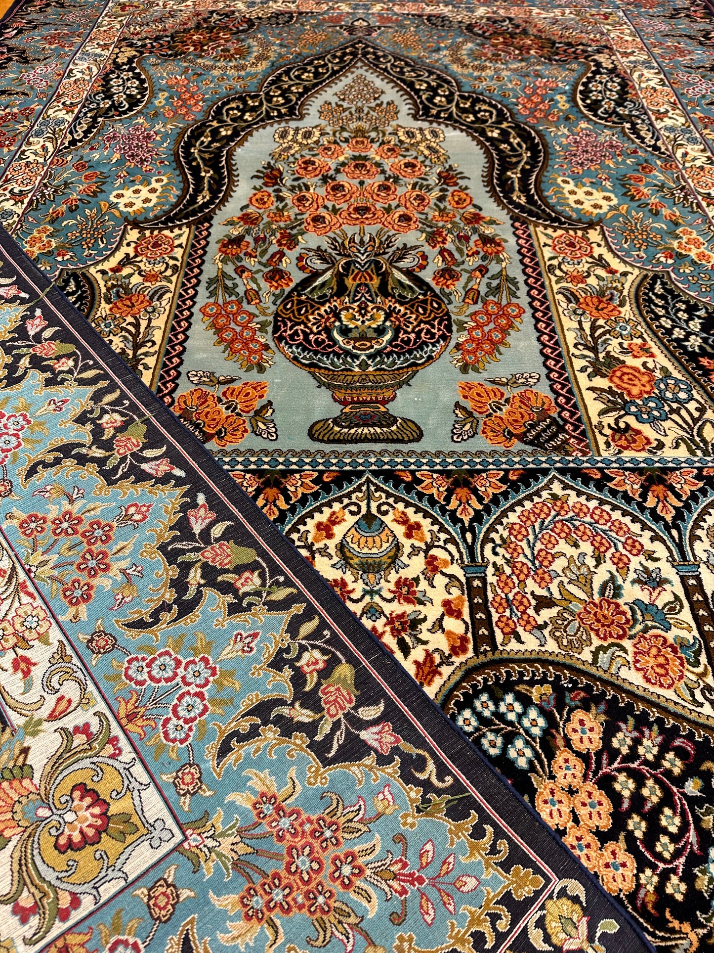 7x5 FT Multicolour Silk Carpet ArtAsiaHandicrafts
