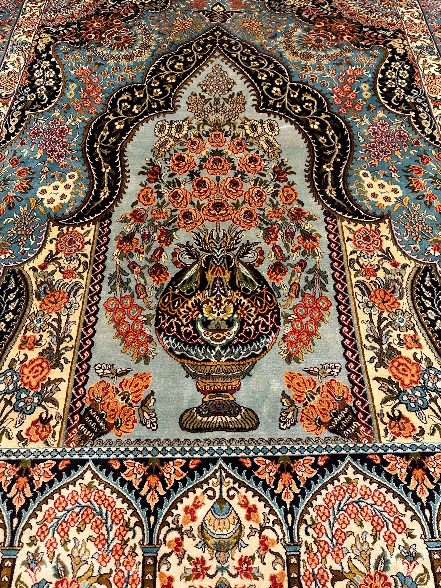 7x5 FT Multicolour Silk Carpet ArtAsiaHandicrafts