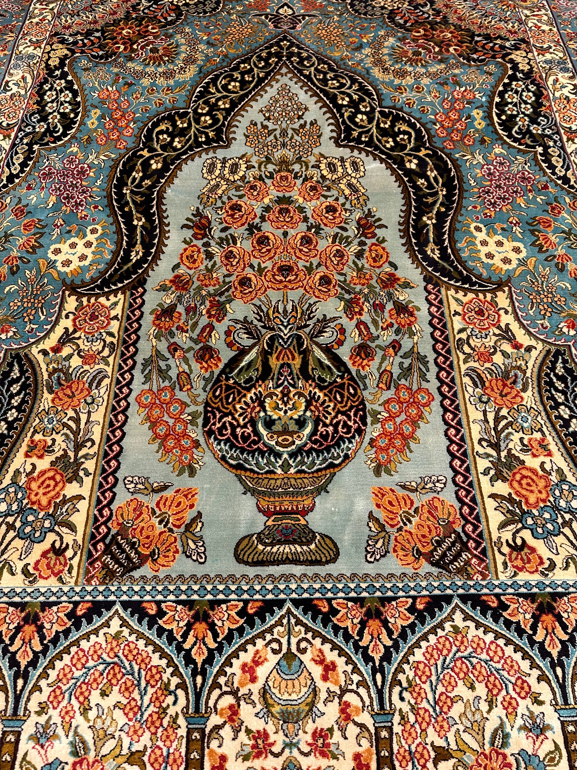 7x5 FT Multicolour Silk Carpet ArtAsiaHandicrafts