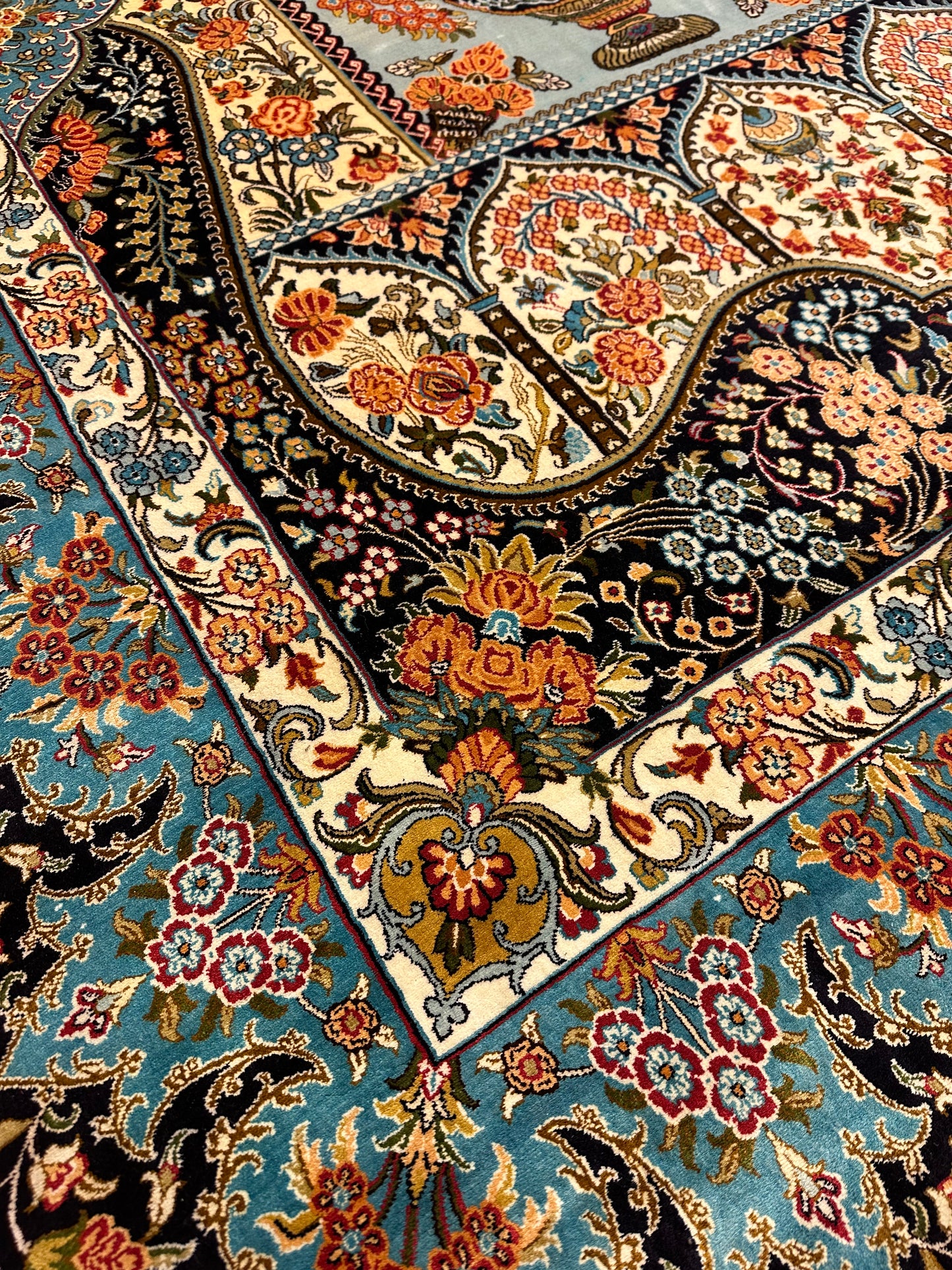 7x5 FT Multicolour Silk Carpet ArtAsiaHandicrafts