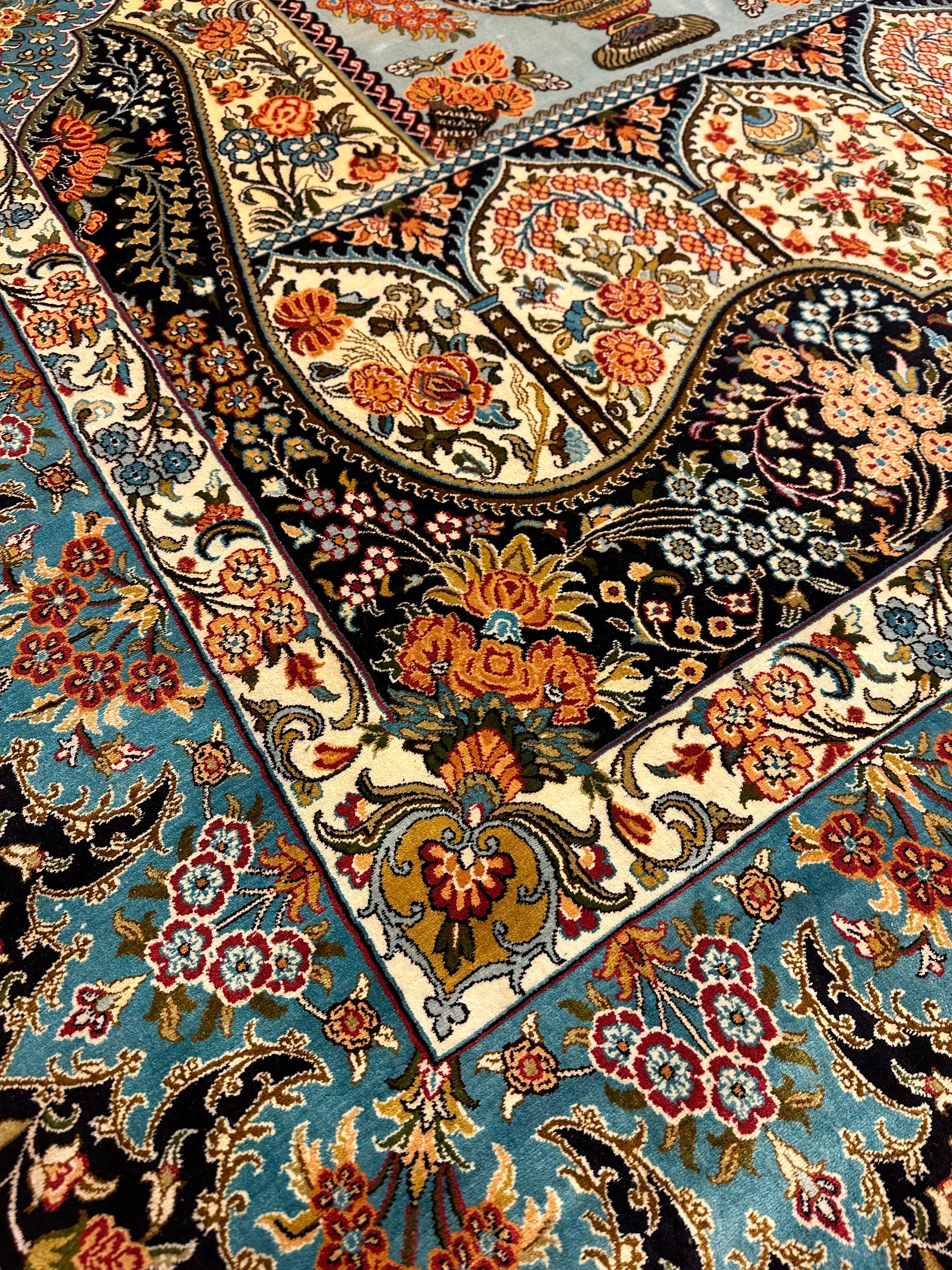 7x5 FT Multicolour Silk Carpet ArtAsiaHandicrafts