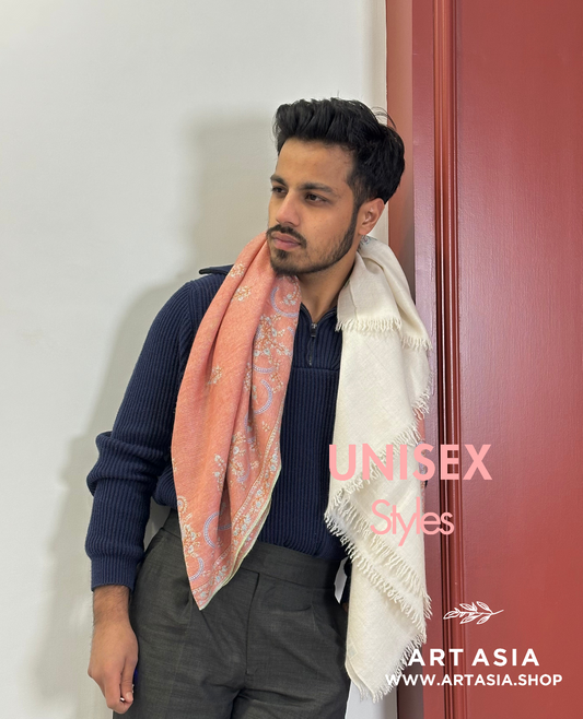 HAUTE COUTURE WEAR FASHION PEACH PASHMINA SHAWL