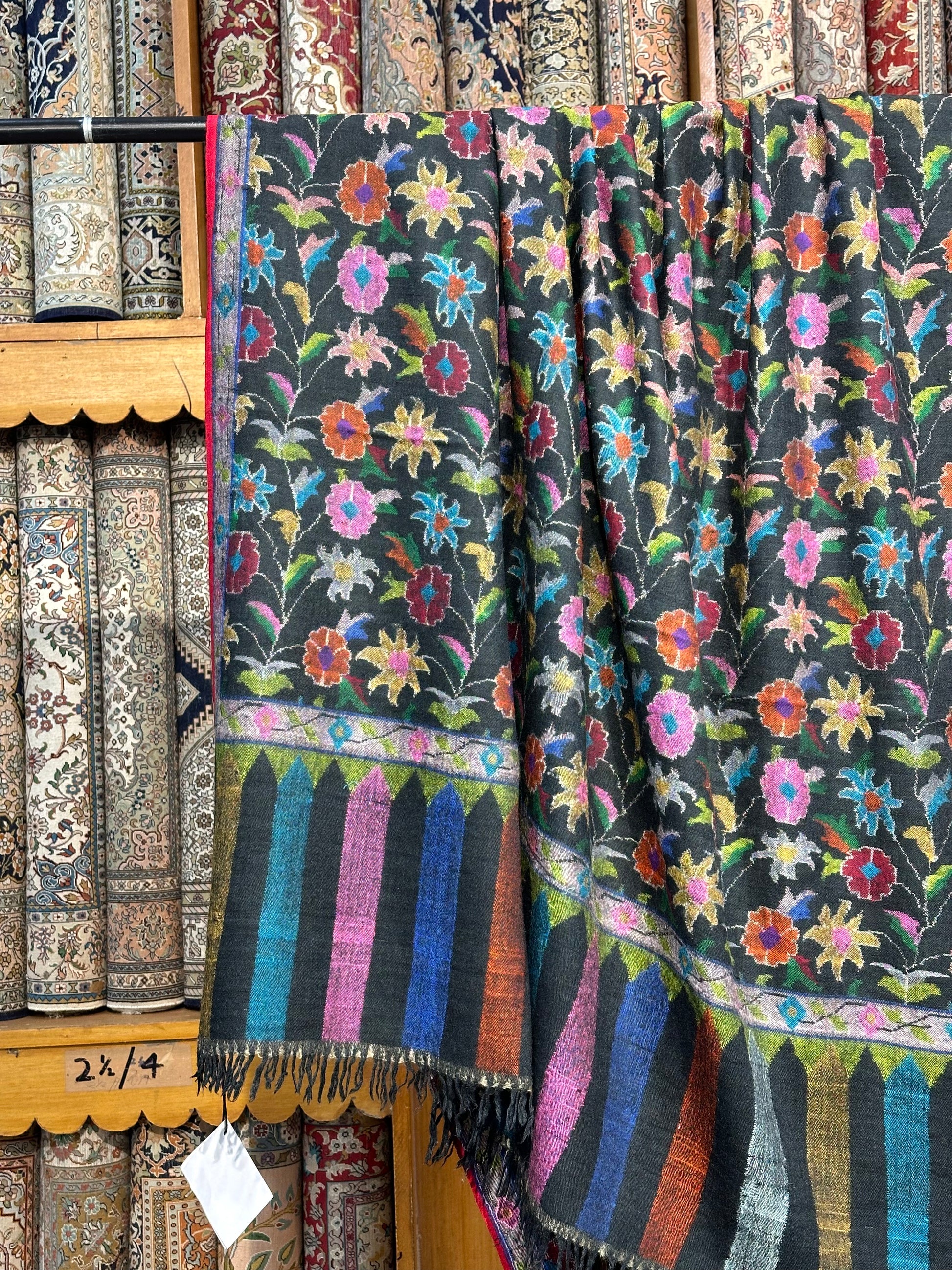 Black Kani Pashmina Shawl ArtAsiaHandicrafts
