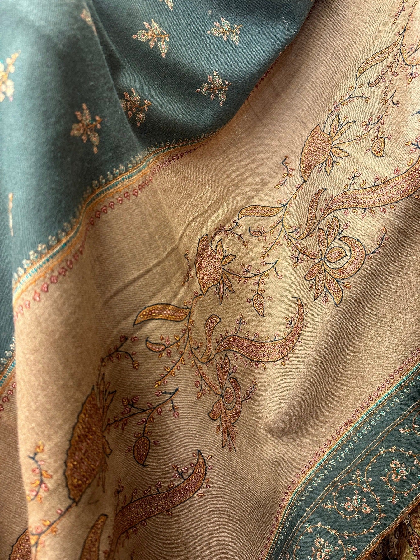 Blue Patchwork Sozni Pashmina Shawl ArtAsiaHandicrafts