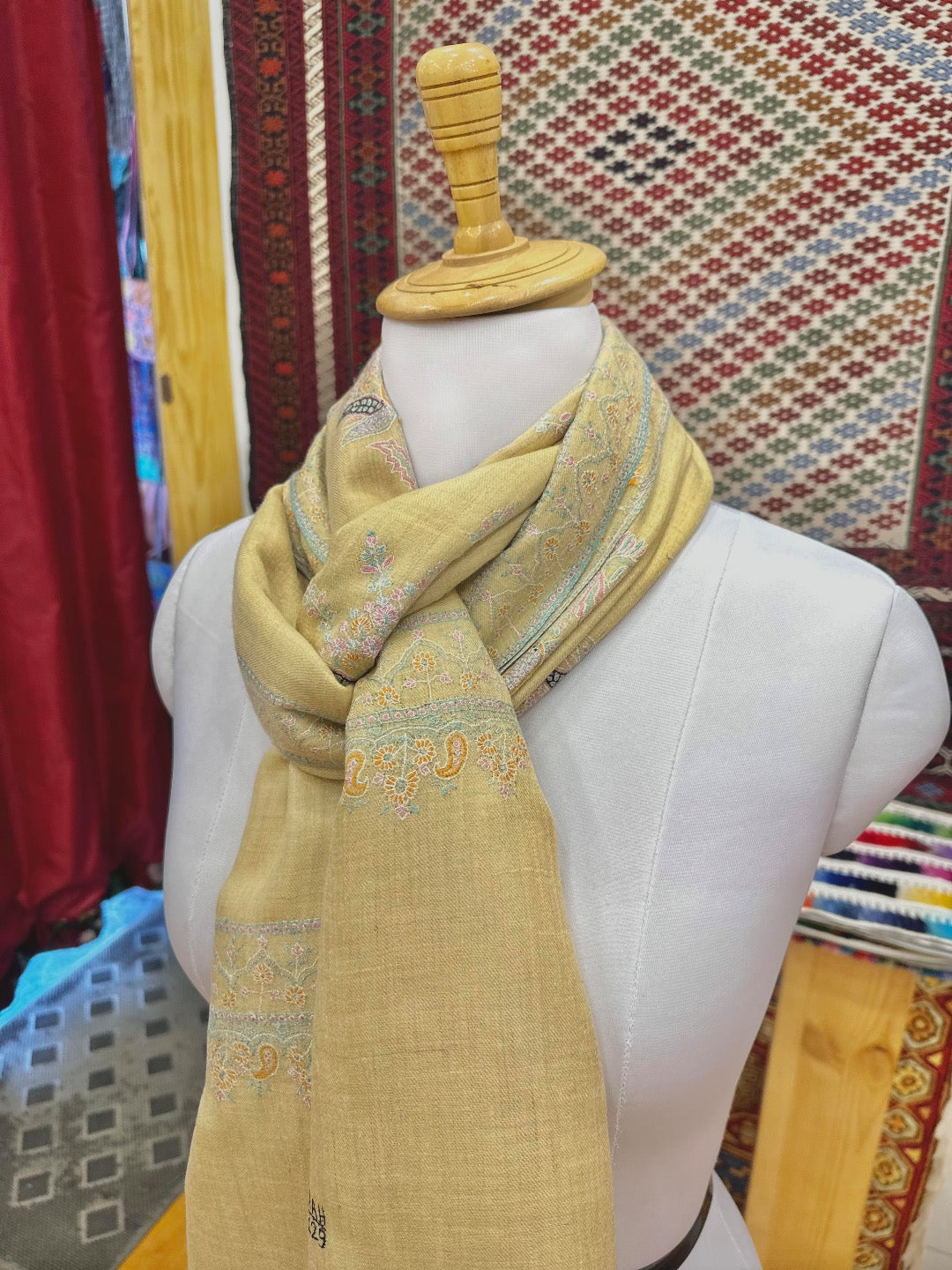 Yellow Pure Pashmina Shawl 