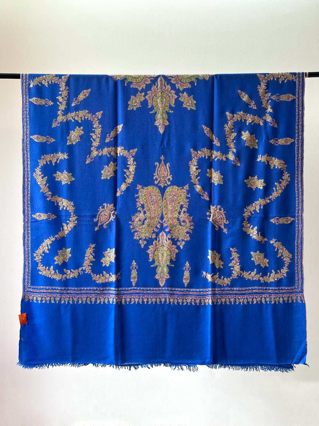 DUSK BLUE SOZNI EMBROIDERY DRAPE PURE PASHMINA SHAWL