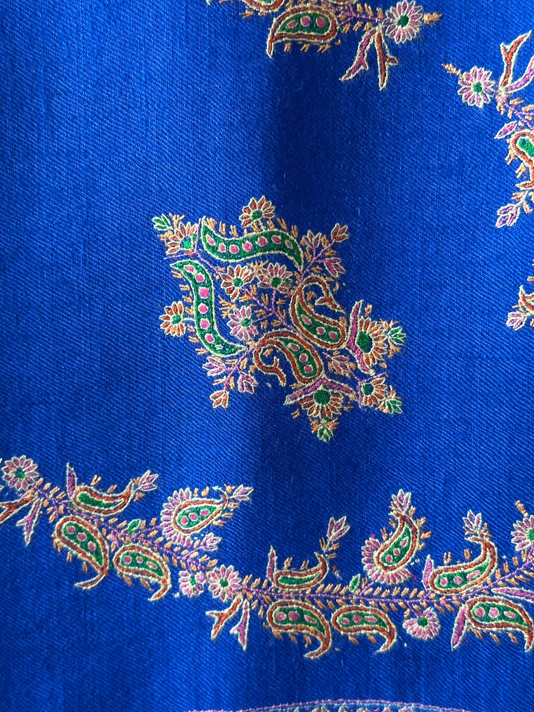 DUSK BLUE SOZNI EMBROIDERY DRAPE PURE PASHMINA SHAWL