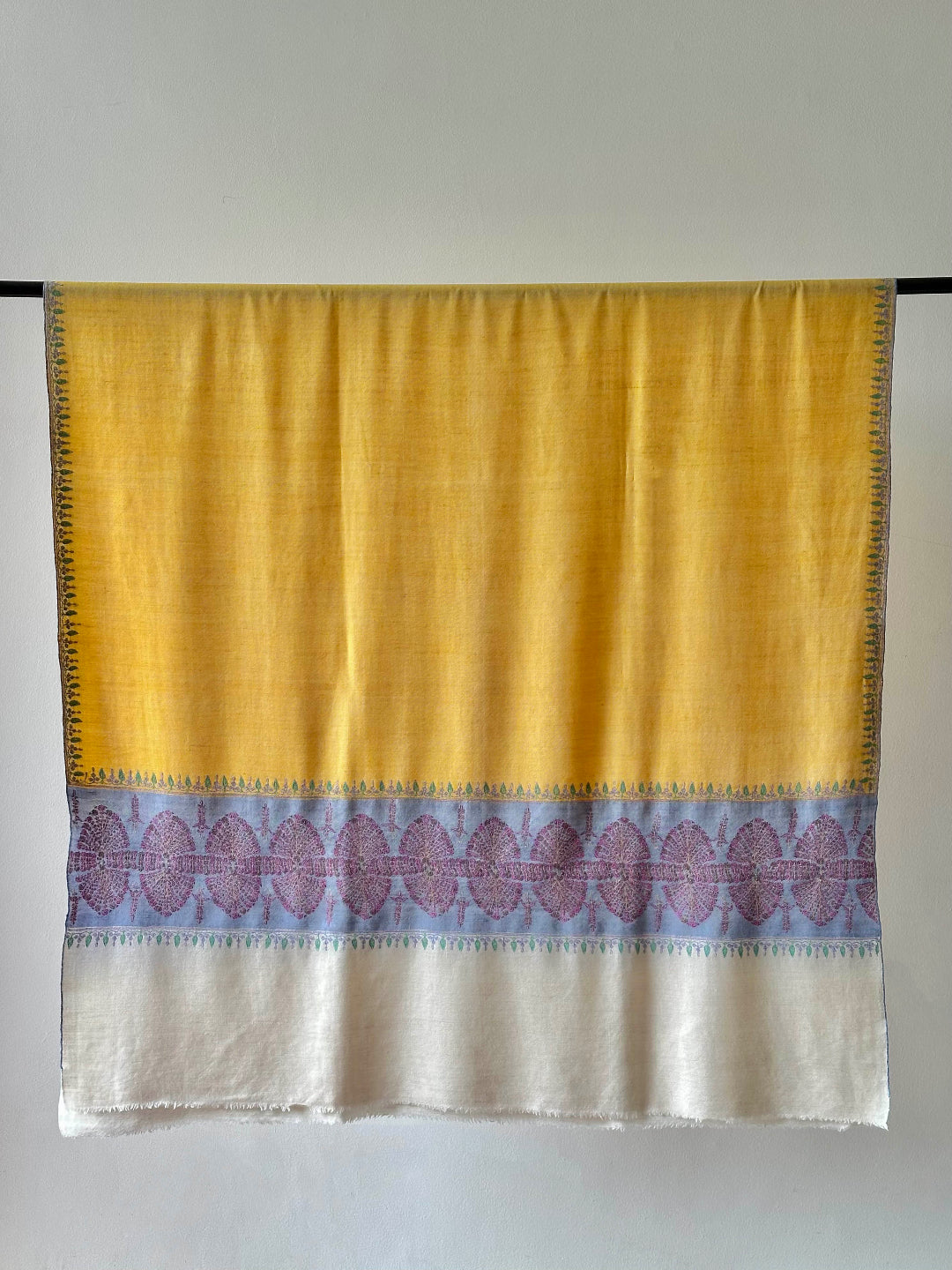 HANDWOVEN DESIGNER WEAVE YELLOW PASHMINA SHAWL