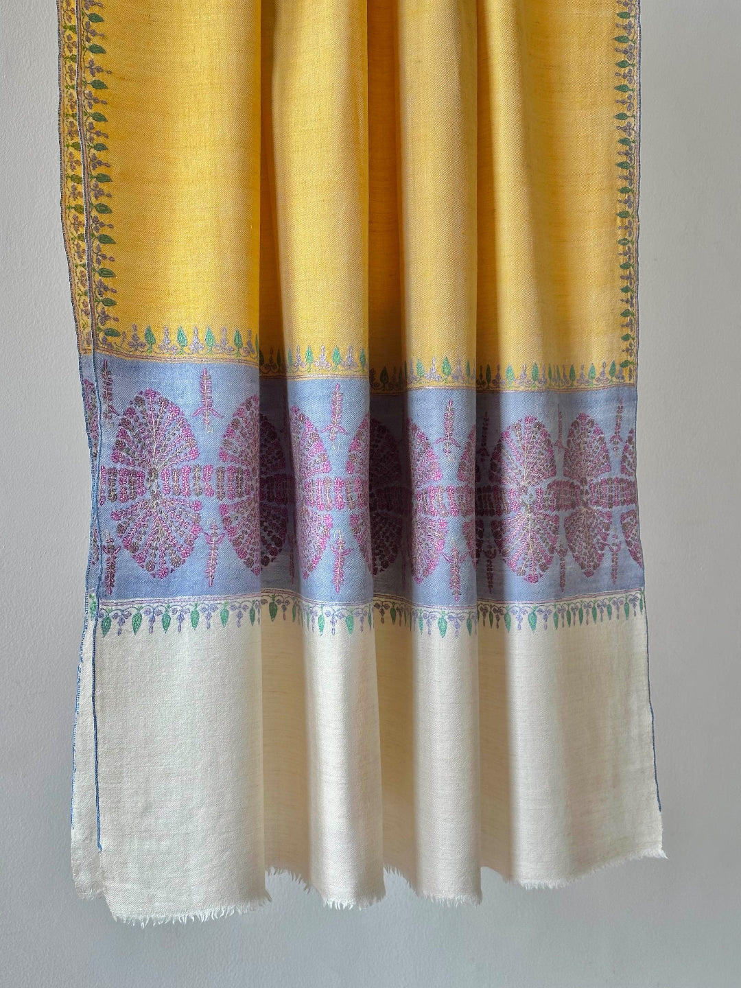 HANDWOVEN DESIGNER WEAVE YELLOW PASHMINA SHAWL