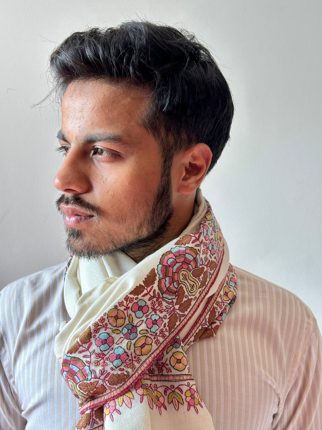 KASHMIR COUTURE MUSHROOM DESIGN PASHMINA SHAWL