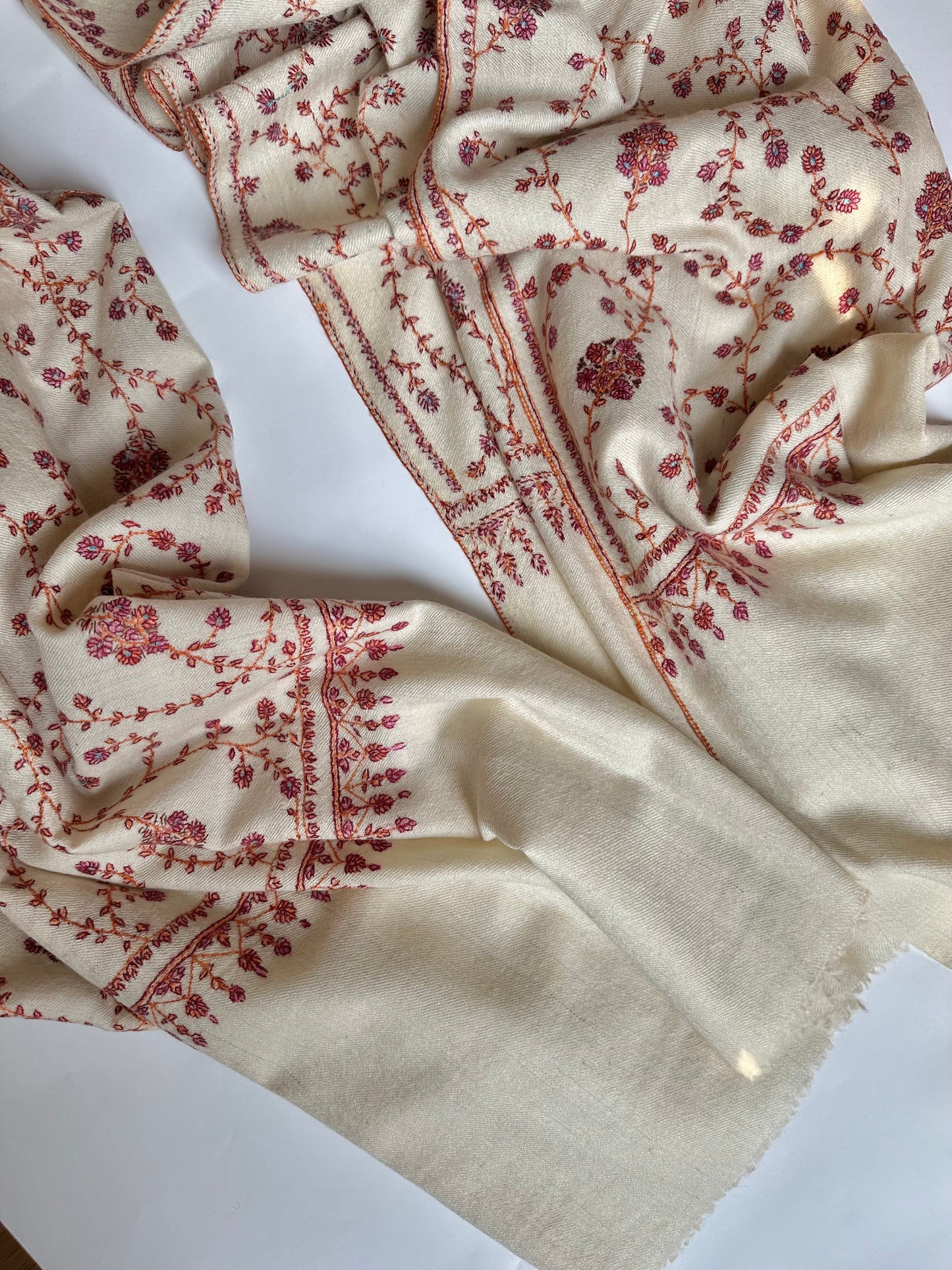White Jaal Pashmina Shawl