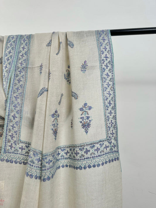 White Butah Pashmina Scarf