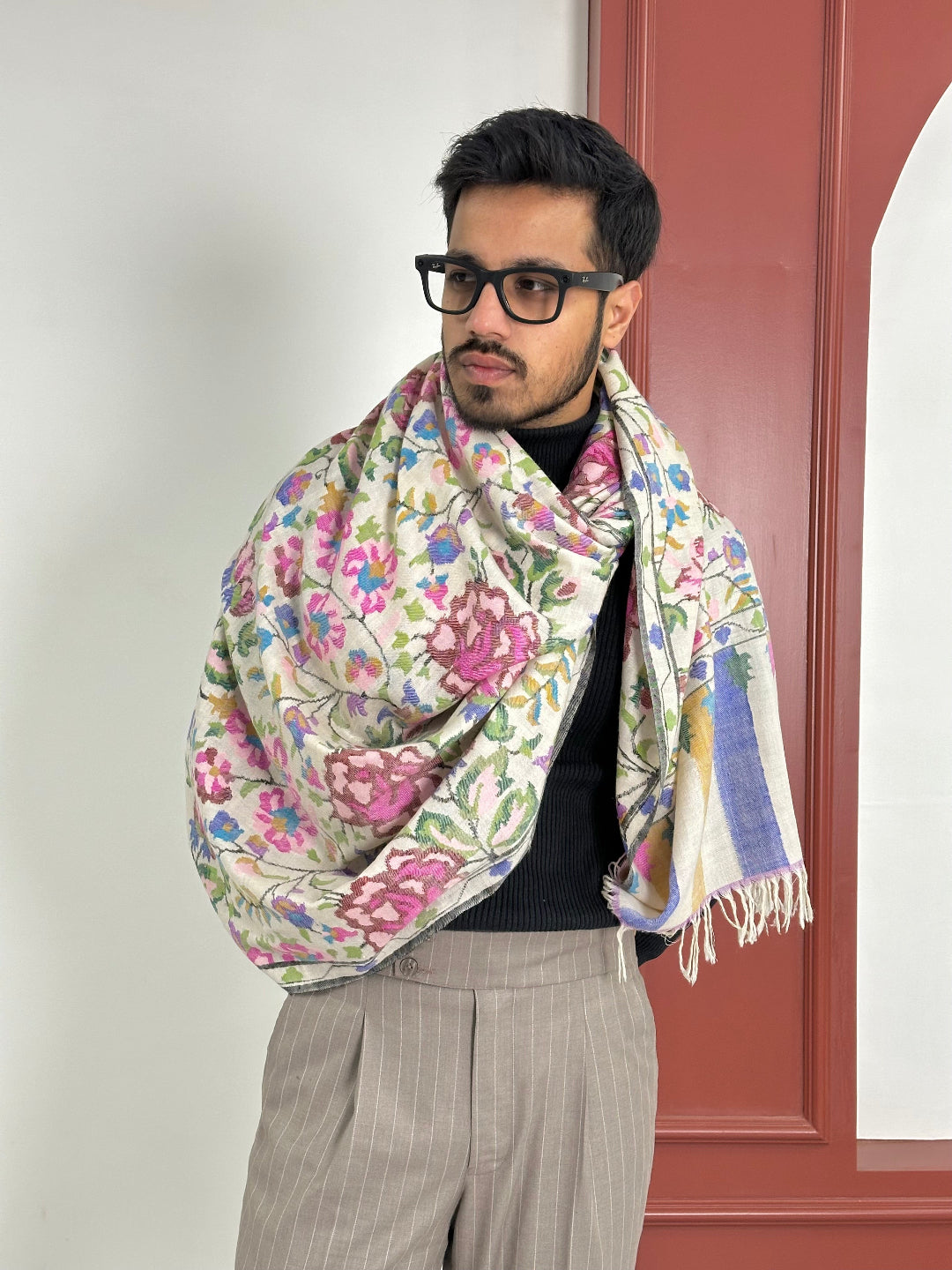 HANDSPUN HANDWOVEN WEAR WHITE KANI PASHMINA SHAWL