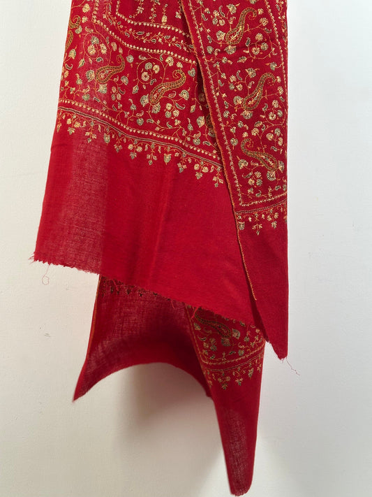 ArtAsiaHandicrafts Sozni Embroidery Scarf Indian Red Pashmina