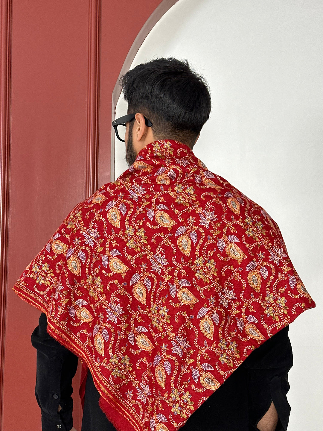 CLASSIC INDIAN RED ADORE PAISLEY PASHMINA SHAWL