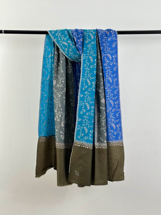 TRI COLOUR HAND EMBROIDERED WEAR SOFT PASHMINA SHAWL
