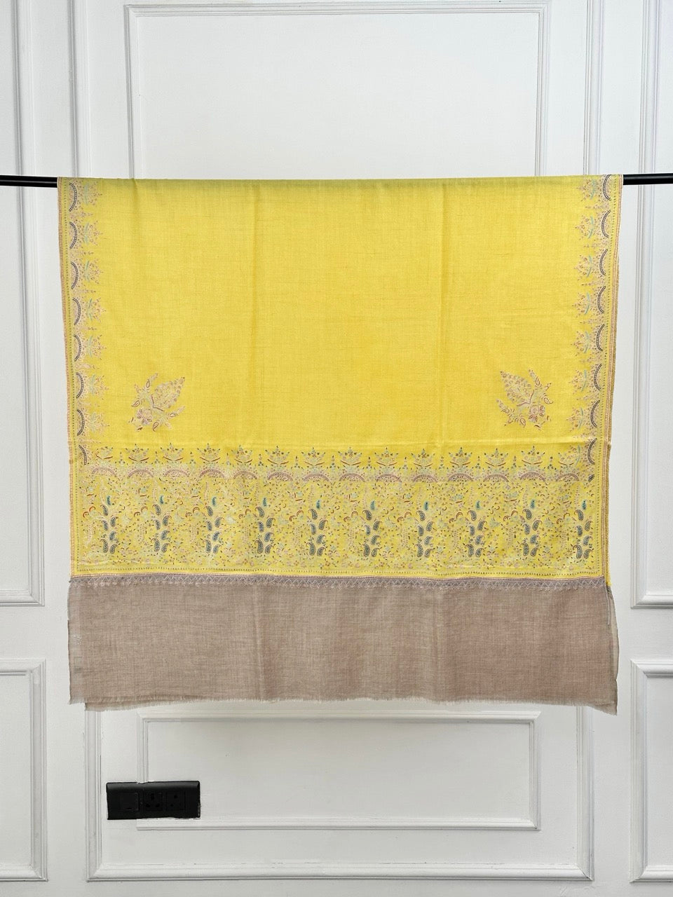 SLOW FASHION LIGHTWEIGHT EMBROIDERED YELLOW PASHMINA SHAWL