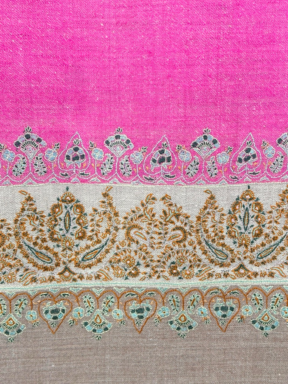 SPRING SEASON SOFT FUCHSIA PINK EMBROIDERED PASHMINA SHAWL