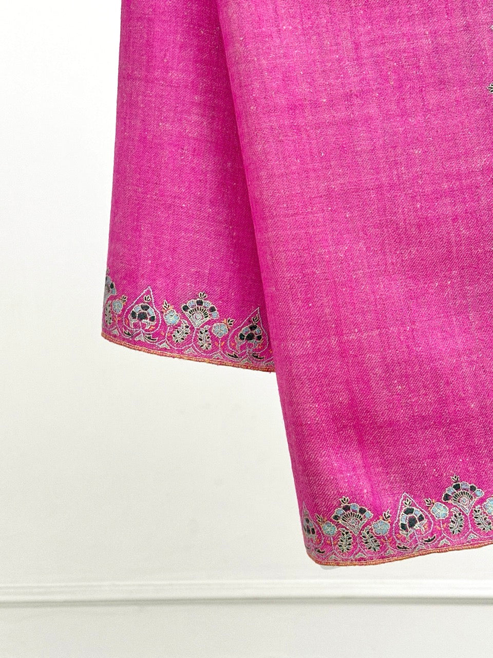 SPRING SEASON SOFT FUCHSIA PINK EMBROIDERED PASHMINA SHAWL