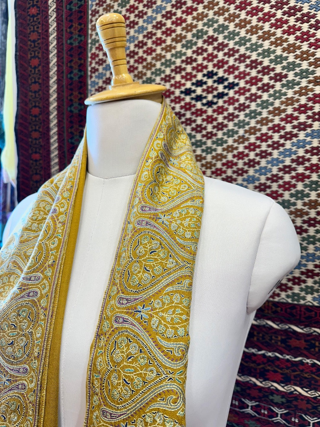Mustard Sozni Pashmina Shawl