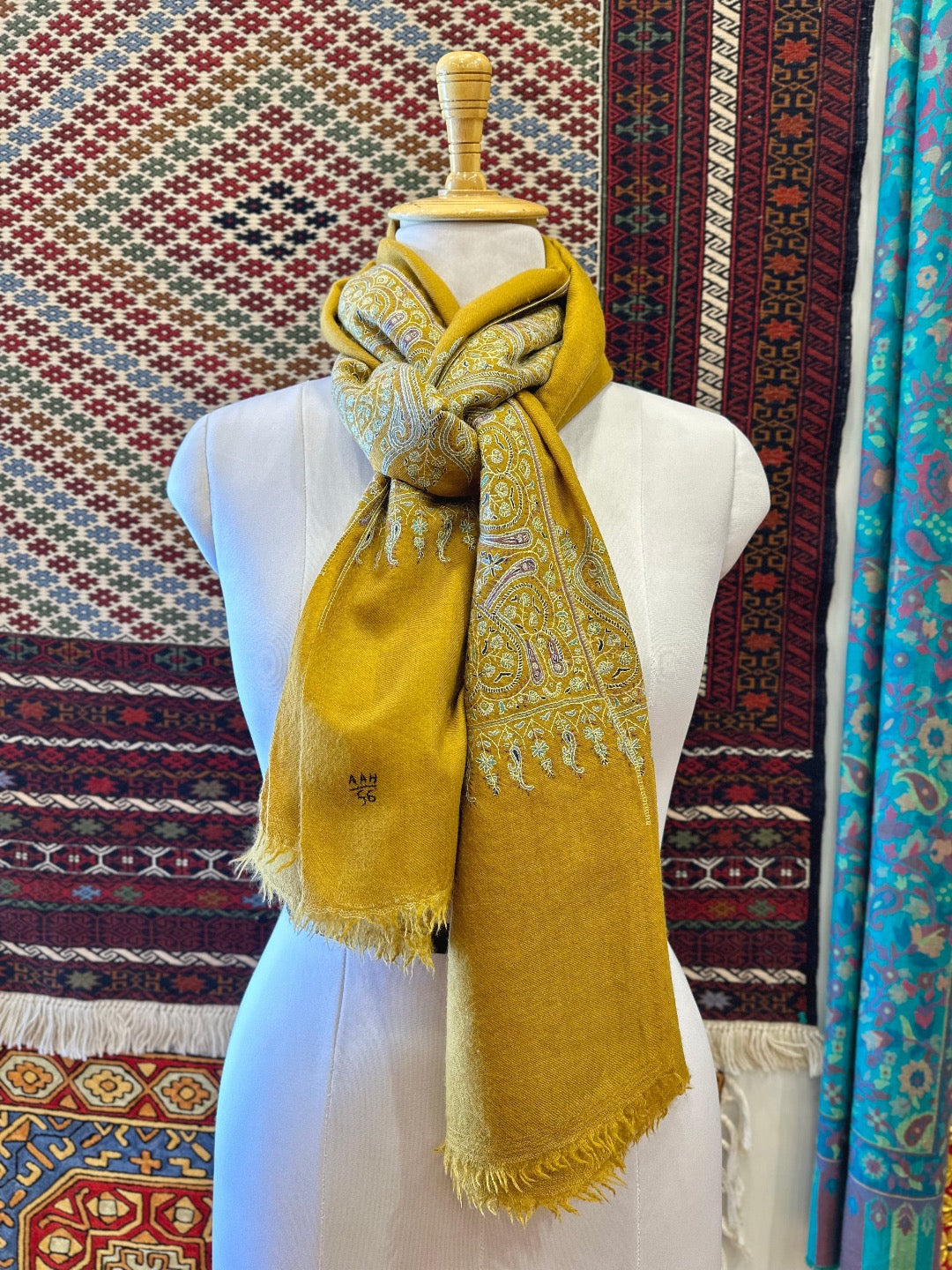 Mustard Sozni Pashmina Shawl