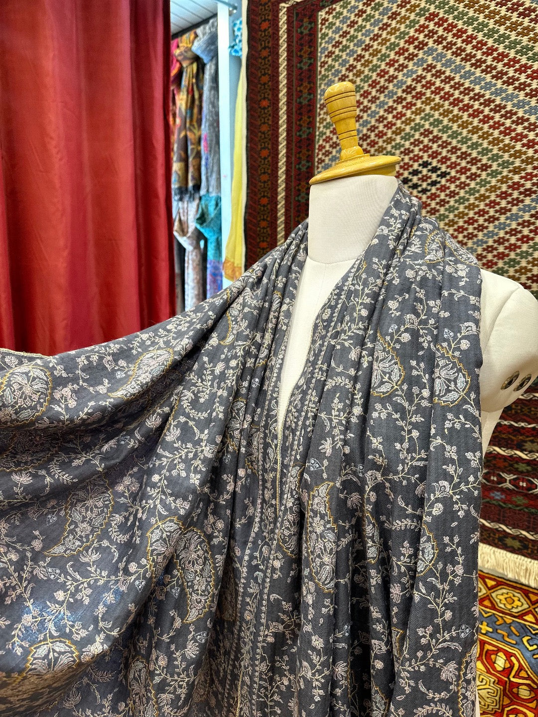 Blue Grey Pashmina Shawl
