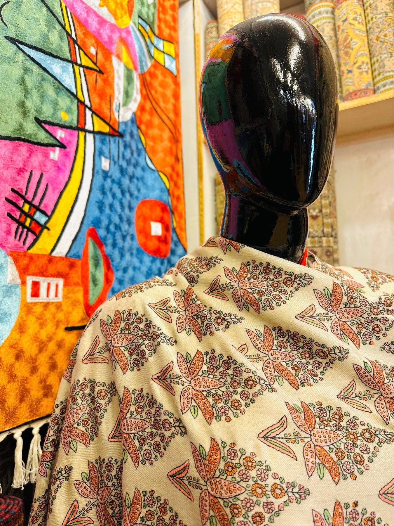 Ivory Bootedar Pashmina Shawl ArtAsiaHandicrafts