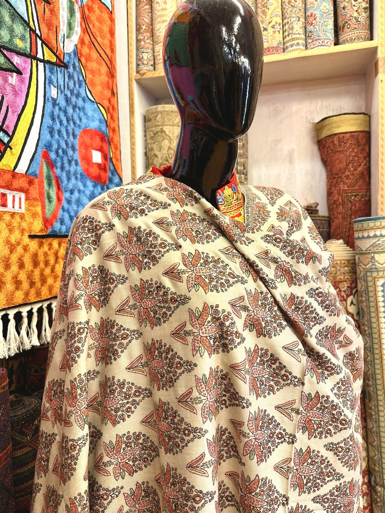 Ivory Bootedar Pashmina Shawl ArtAsiaHandicrafts