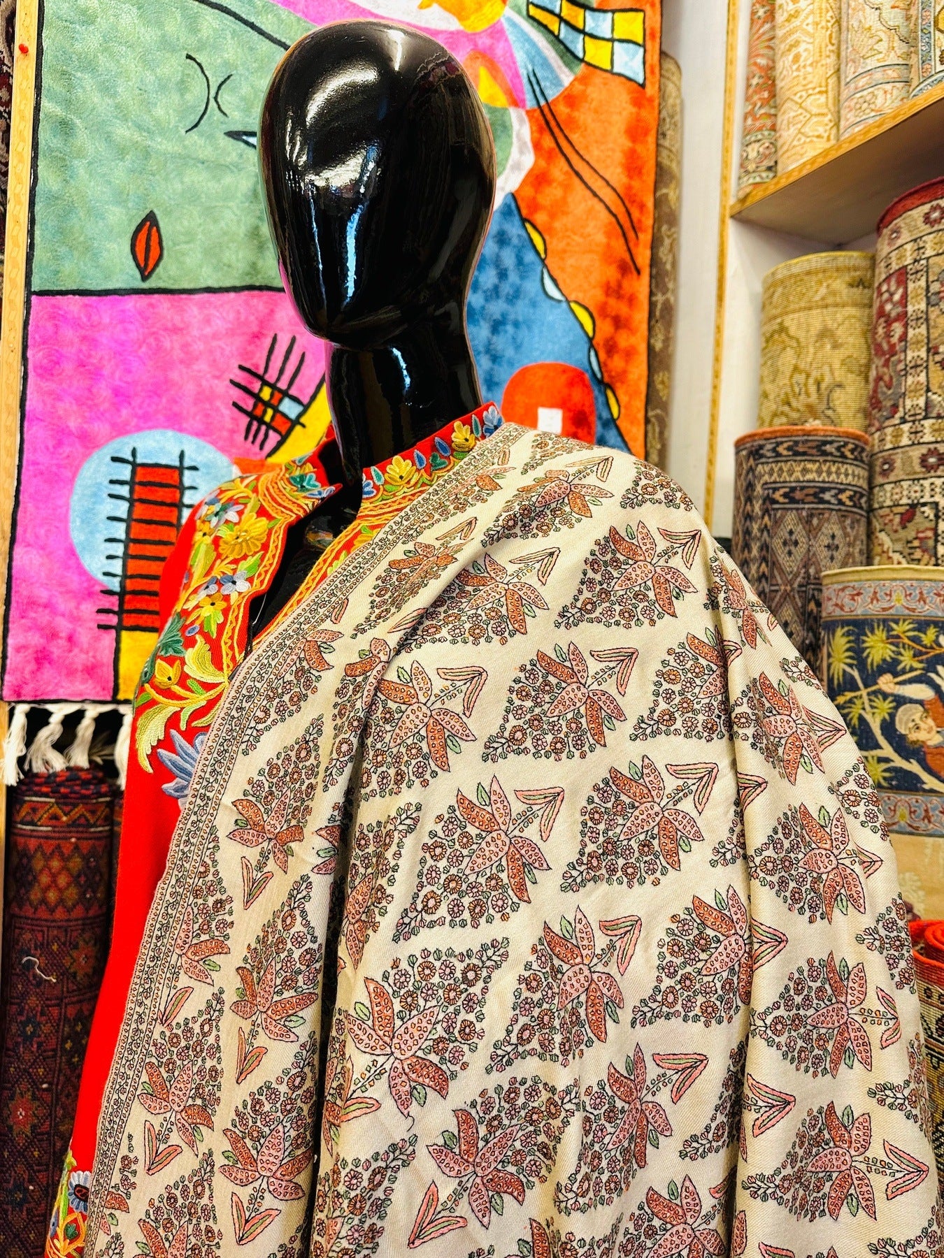 Ivory Bootedar Pashmina Shawl ArtAsiaHandicrafts