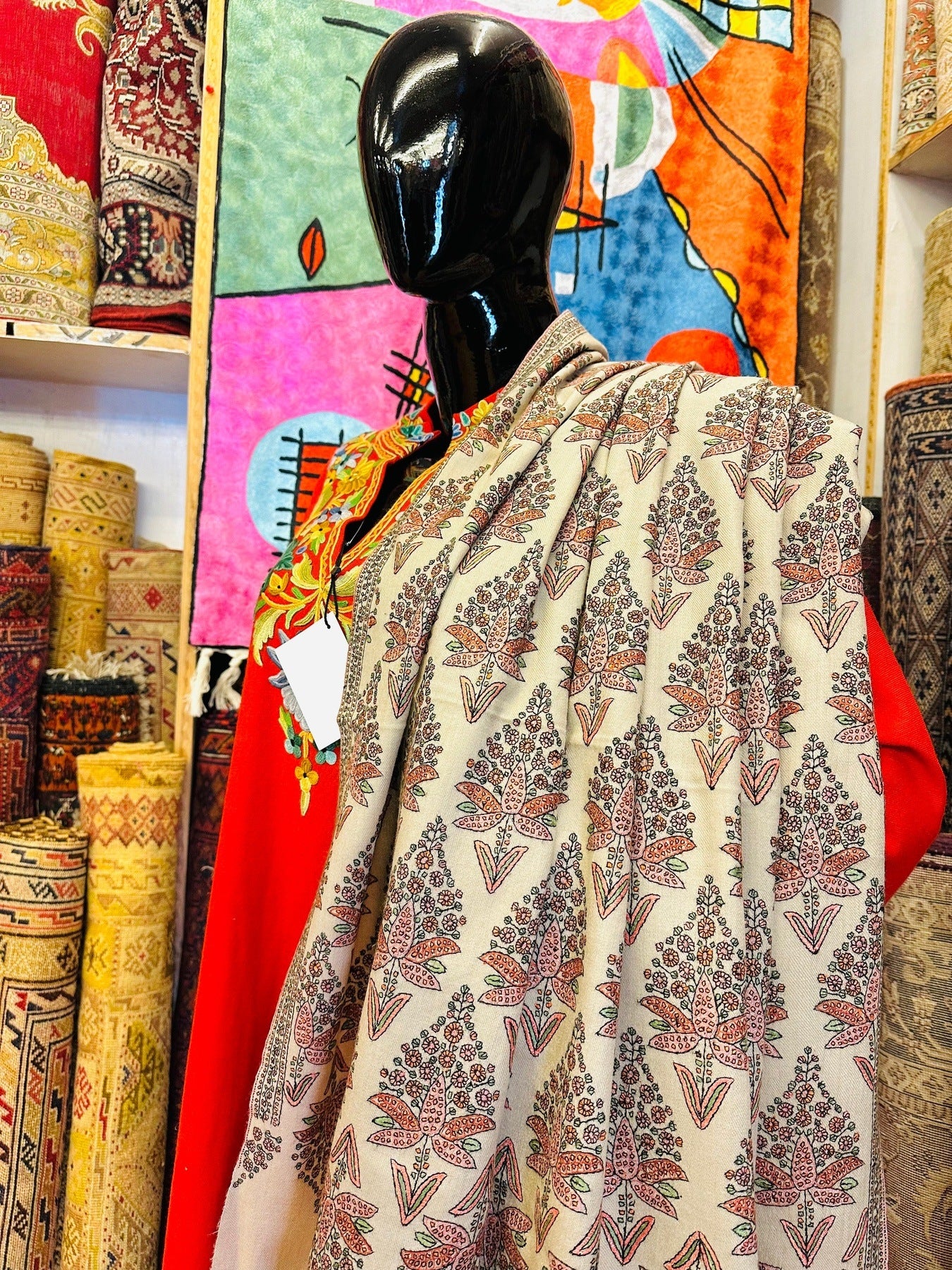 Ivory Bootedar Pashmina Shawl ArtAsiaHandicrafts