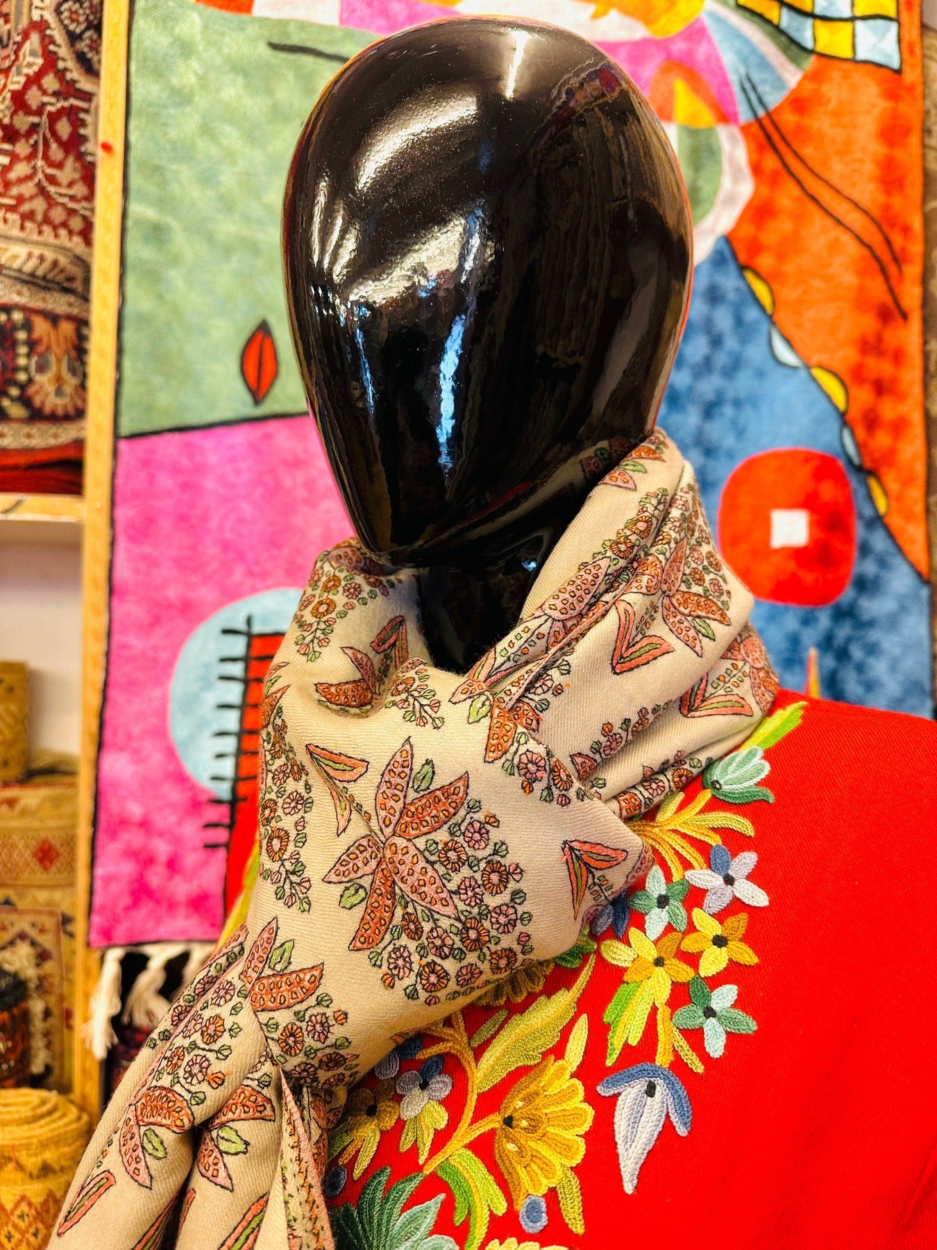 Ivory Bootedar Pashmina Shawl ArtAsiaHandicrafts
