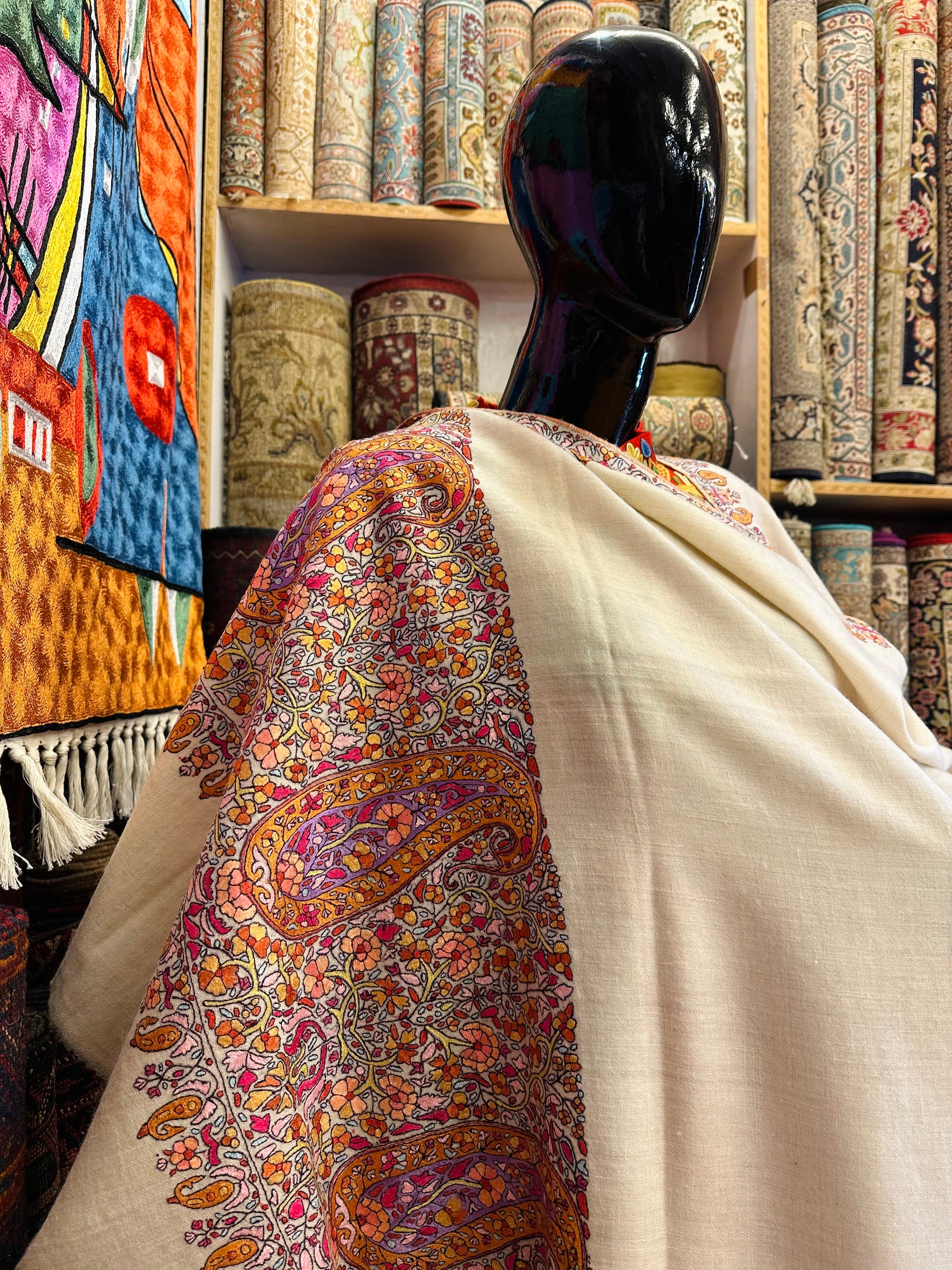 Ivory Palla Paper Mache Shawl ArtAsiaHandicrafts