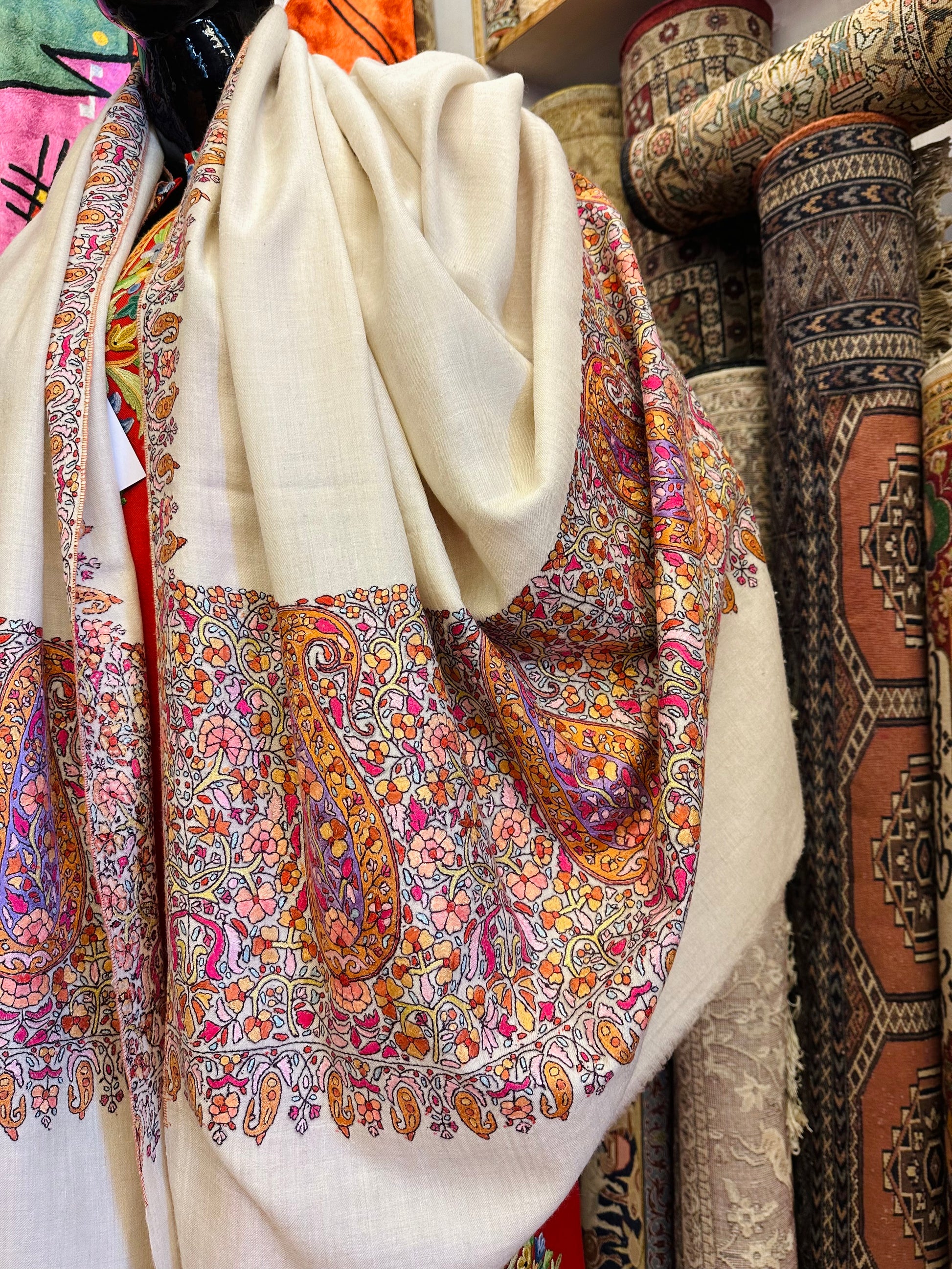 Ivory Palla Paper Mache Shawl ArtAsiaHandicrafts