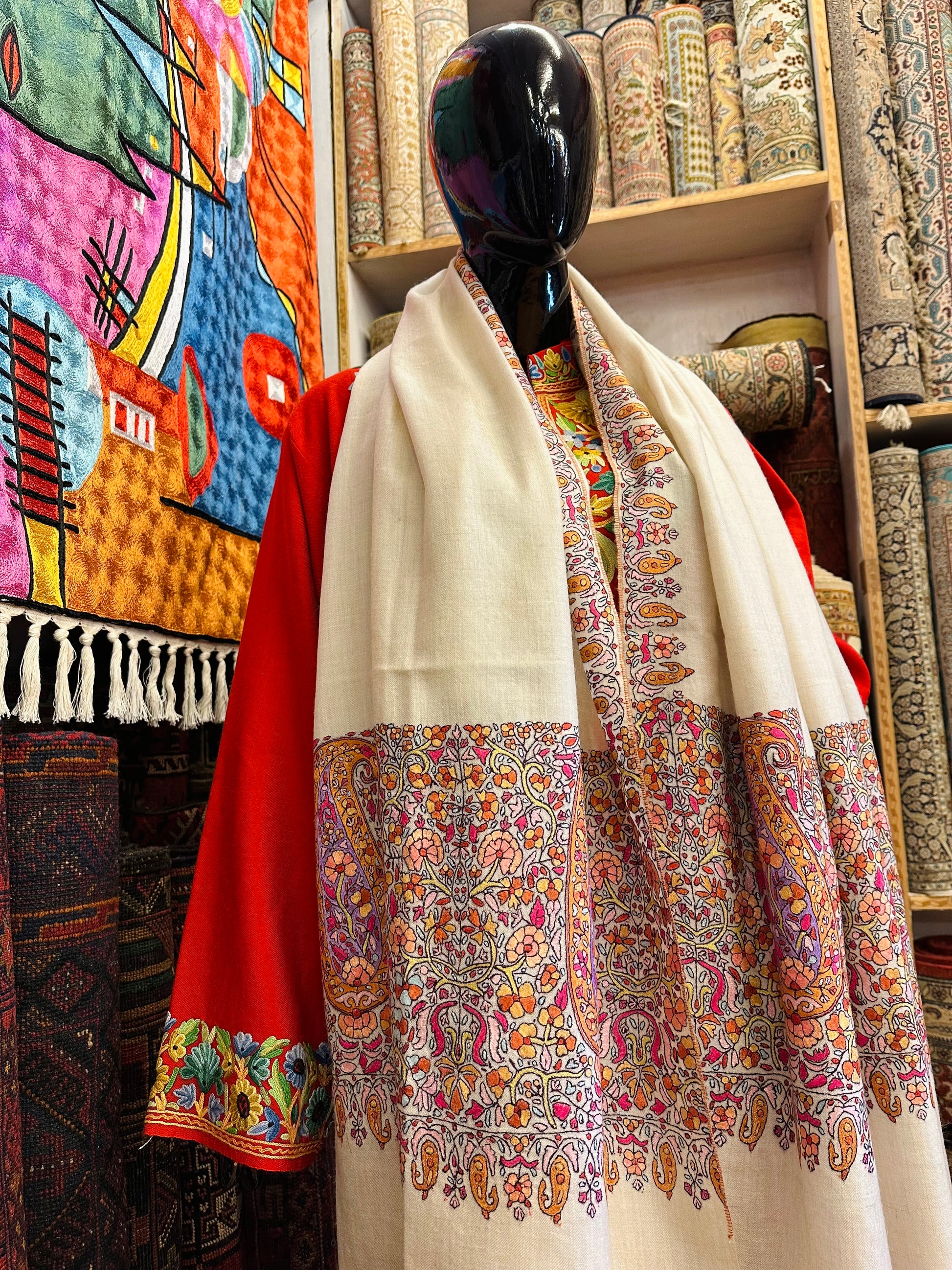 Ivory Palla Paper Mache Shawl ArtAsiaHandicrafts