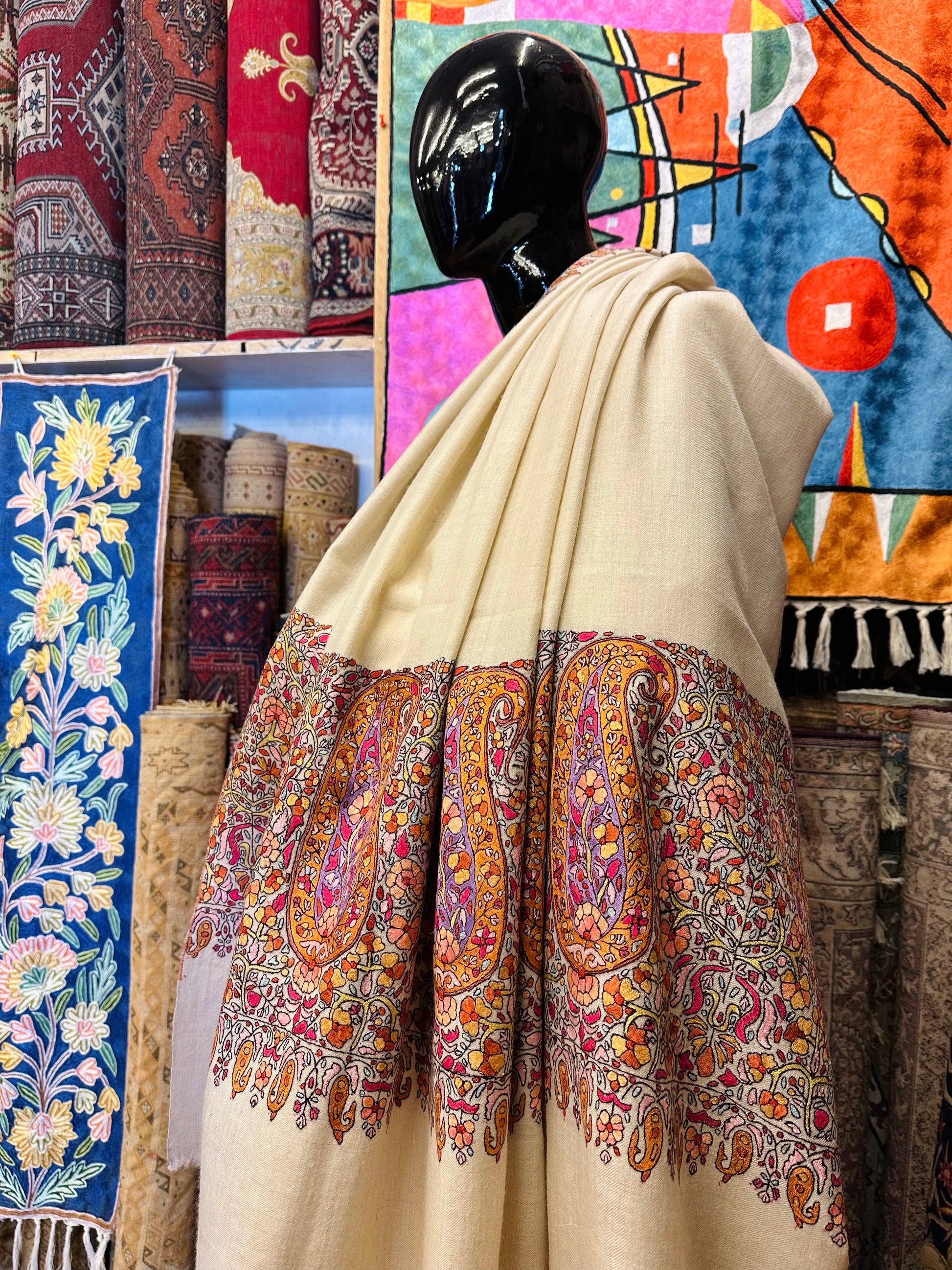Ivory Palla Paper Mache Shawl ArtAsiaHandicrafts