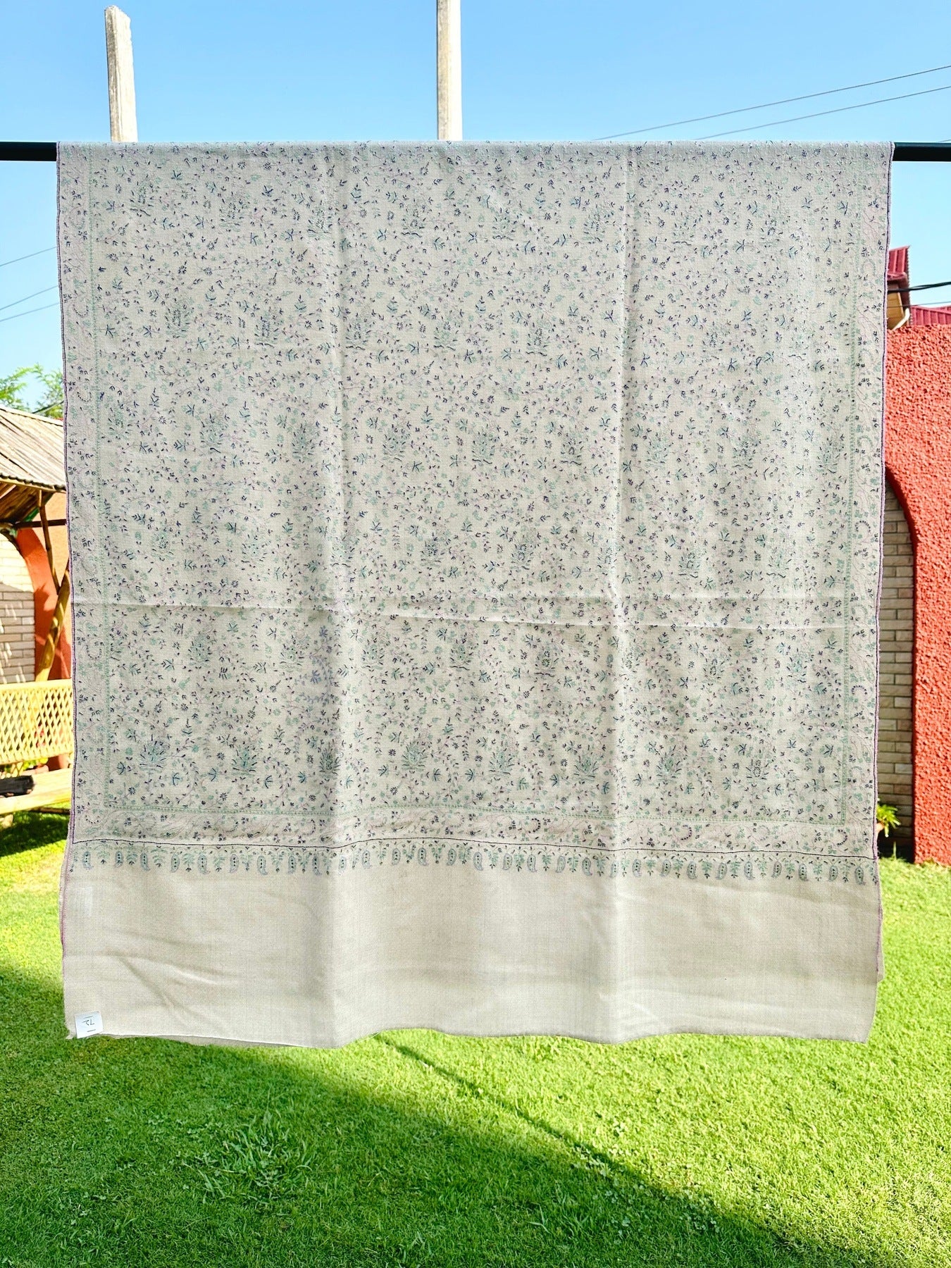 Ivory Sozni Pashmina Shawl ArtAsiaHandicrafts