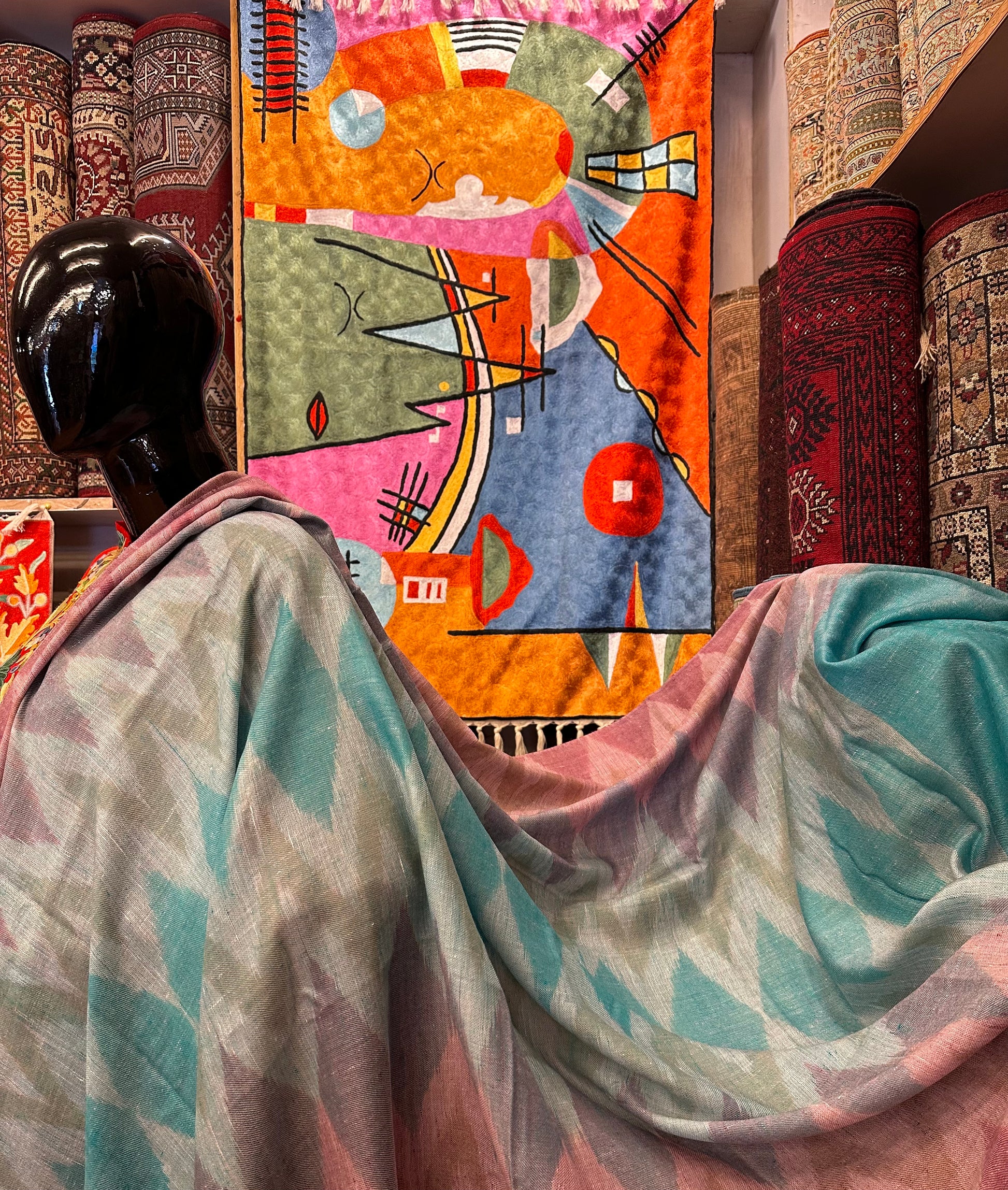 Multicolour Ikat Pashmina Shawl ArtAsiaHandicrafts