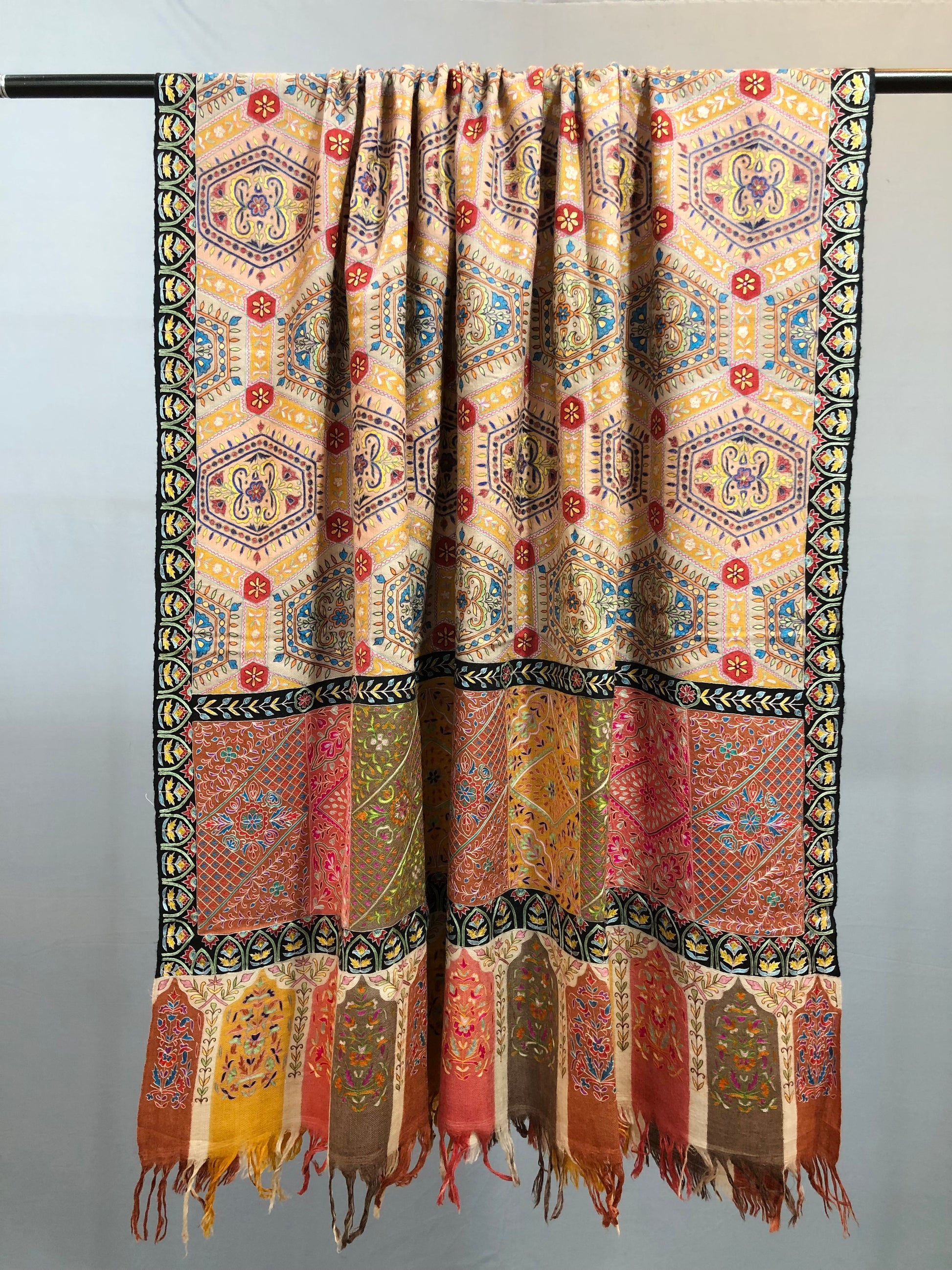 Multicolour Kalamkari Pashmina Shawl ArtAsiaHandicrafts