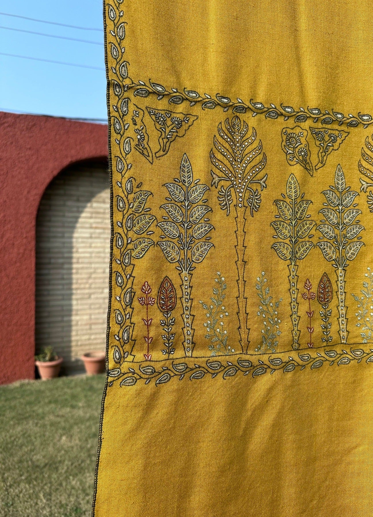 Mustard Palla Pashmina Shawl ArtAsiaHandicrafts