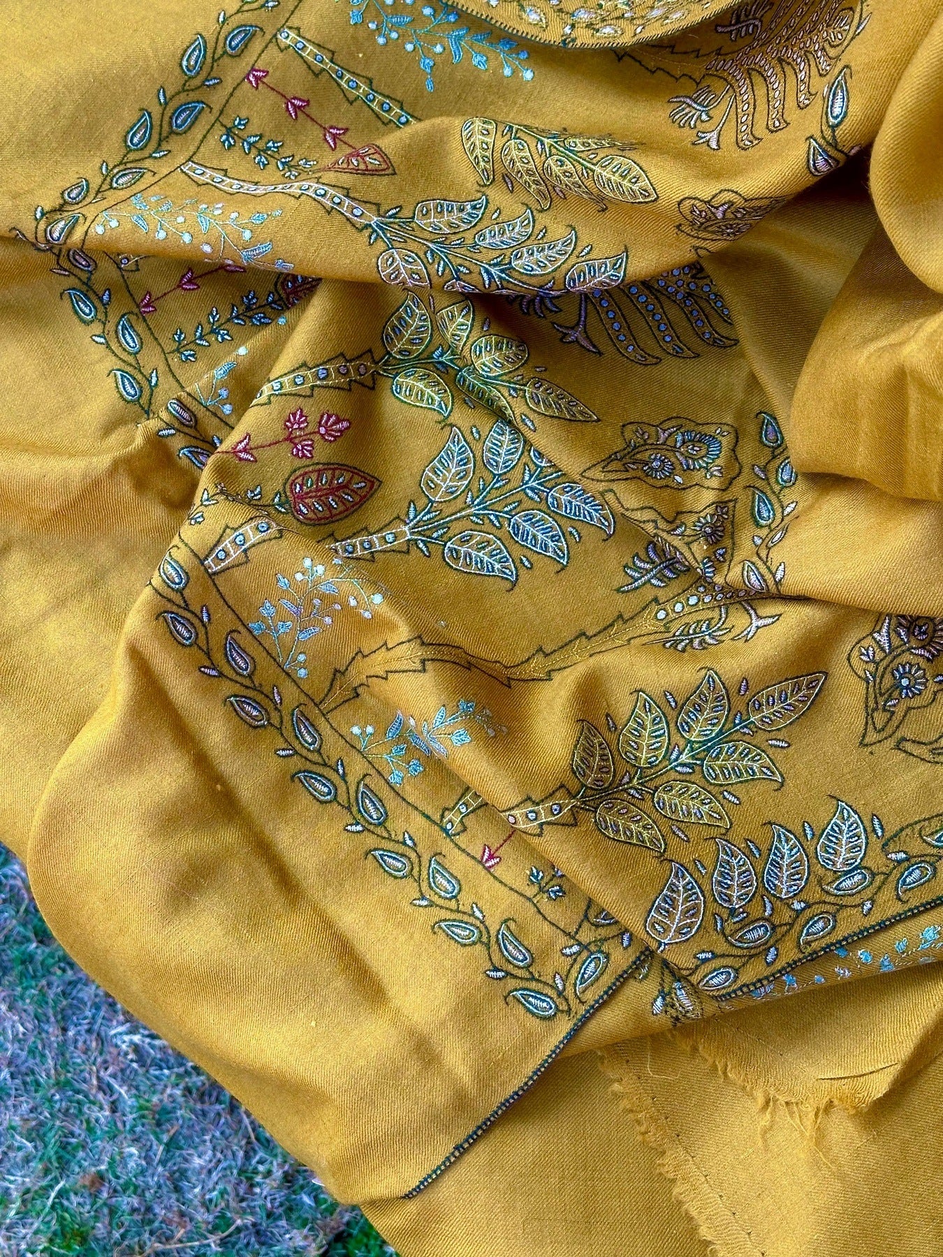 Mustard Palla Pashmina Shawl ArtAsiaHandicrafts